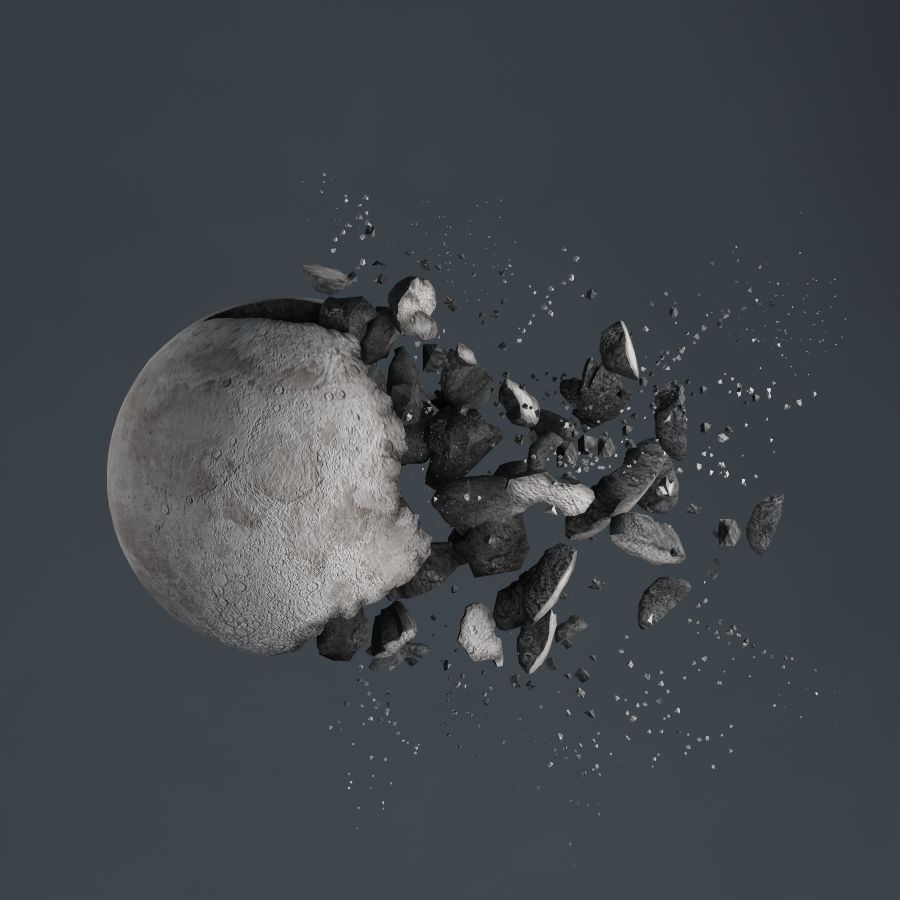 Impact Moon destroyed 3D model_3