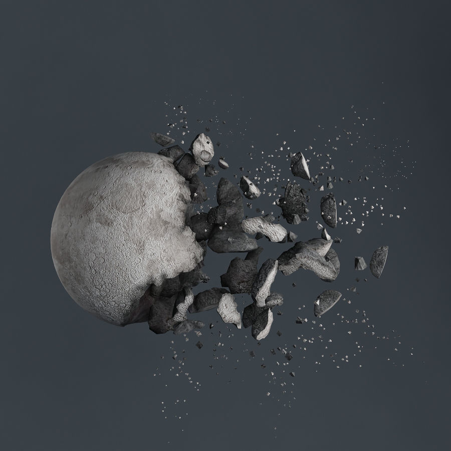 Impact Moon destroyed 3D model_1