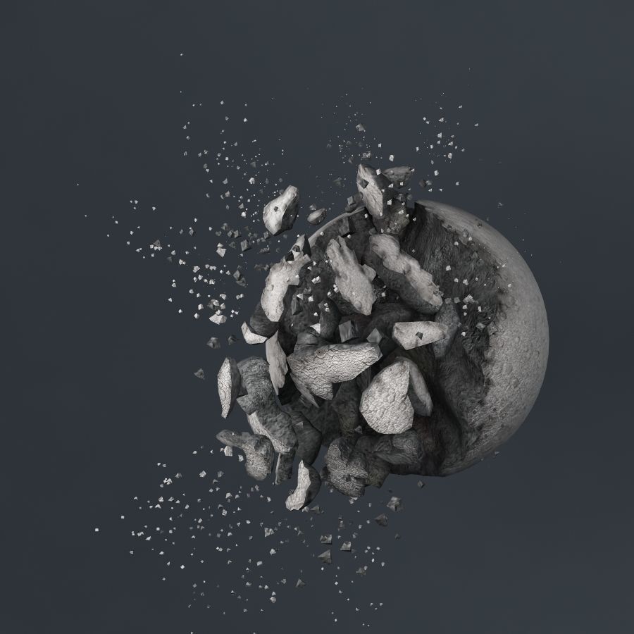 Impact Moon destroyed 3D model_6