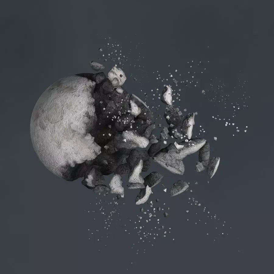 Impact Moon destroyed 3D model_0