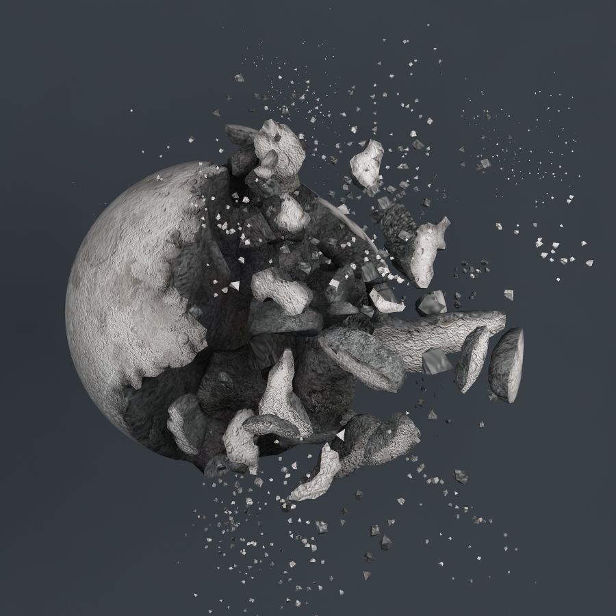 Impact Moon destroyed 3D model_2
