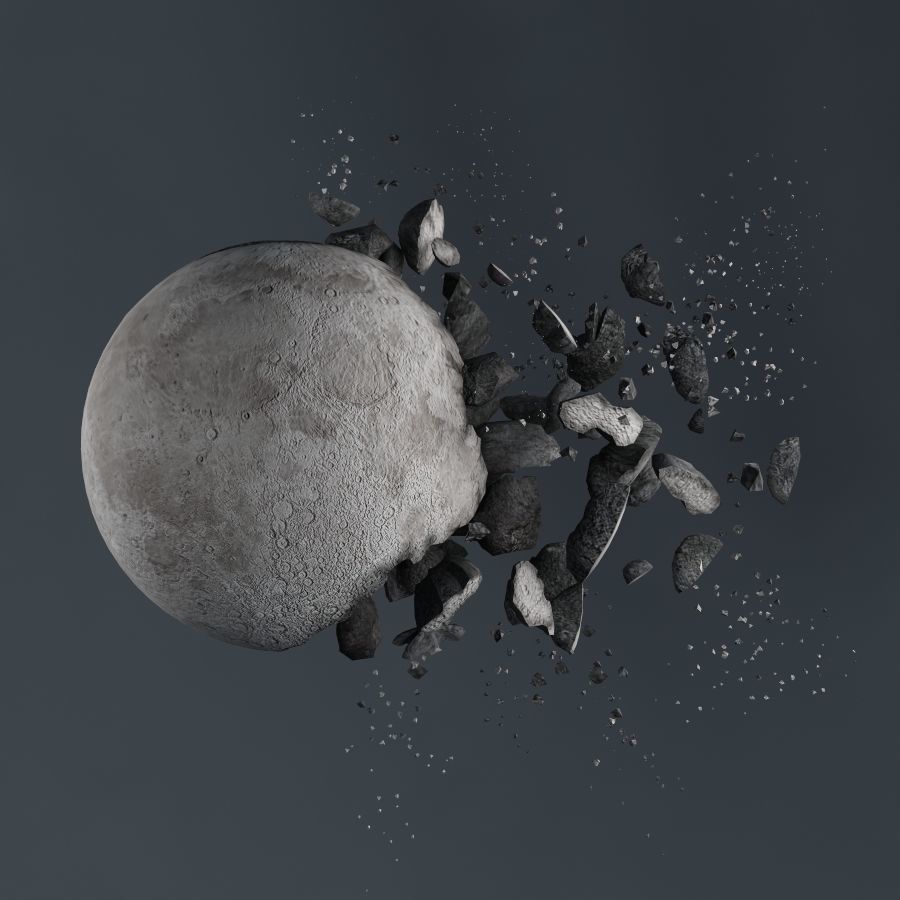 Impact Moon destroyed 3D model_4