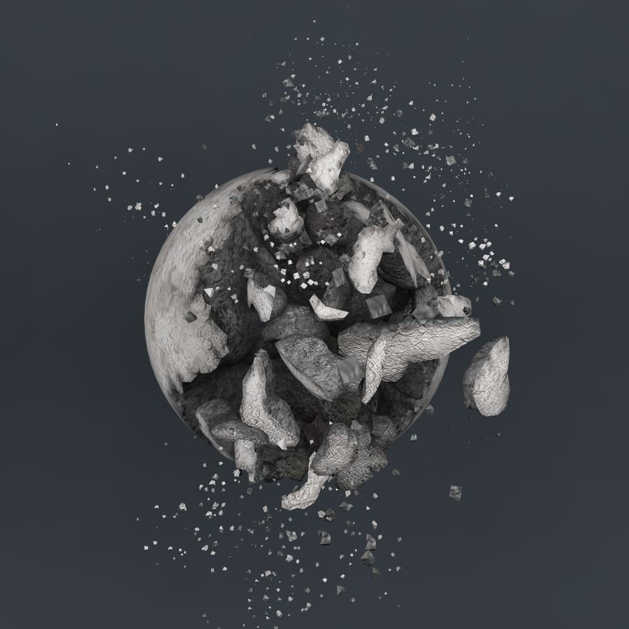 Impact Moon destroyed 3D model_5