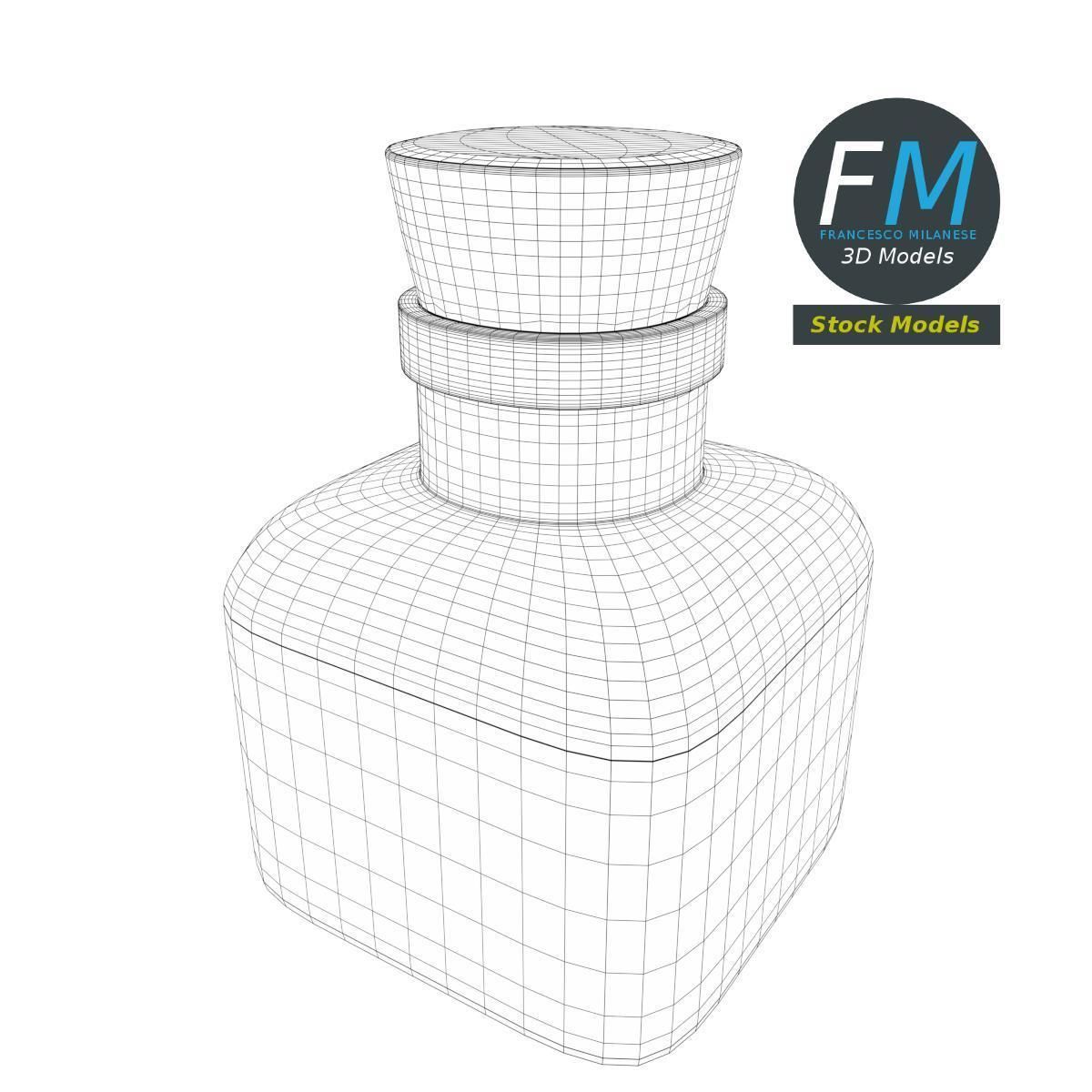 Vintage ink bottle 3D model_7