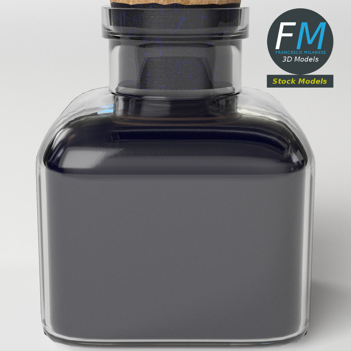 Vintage ink bottle 3D model_5