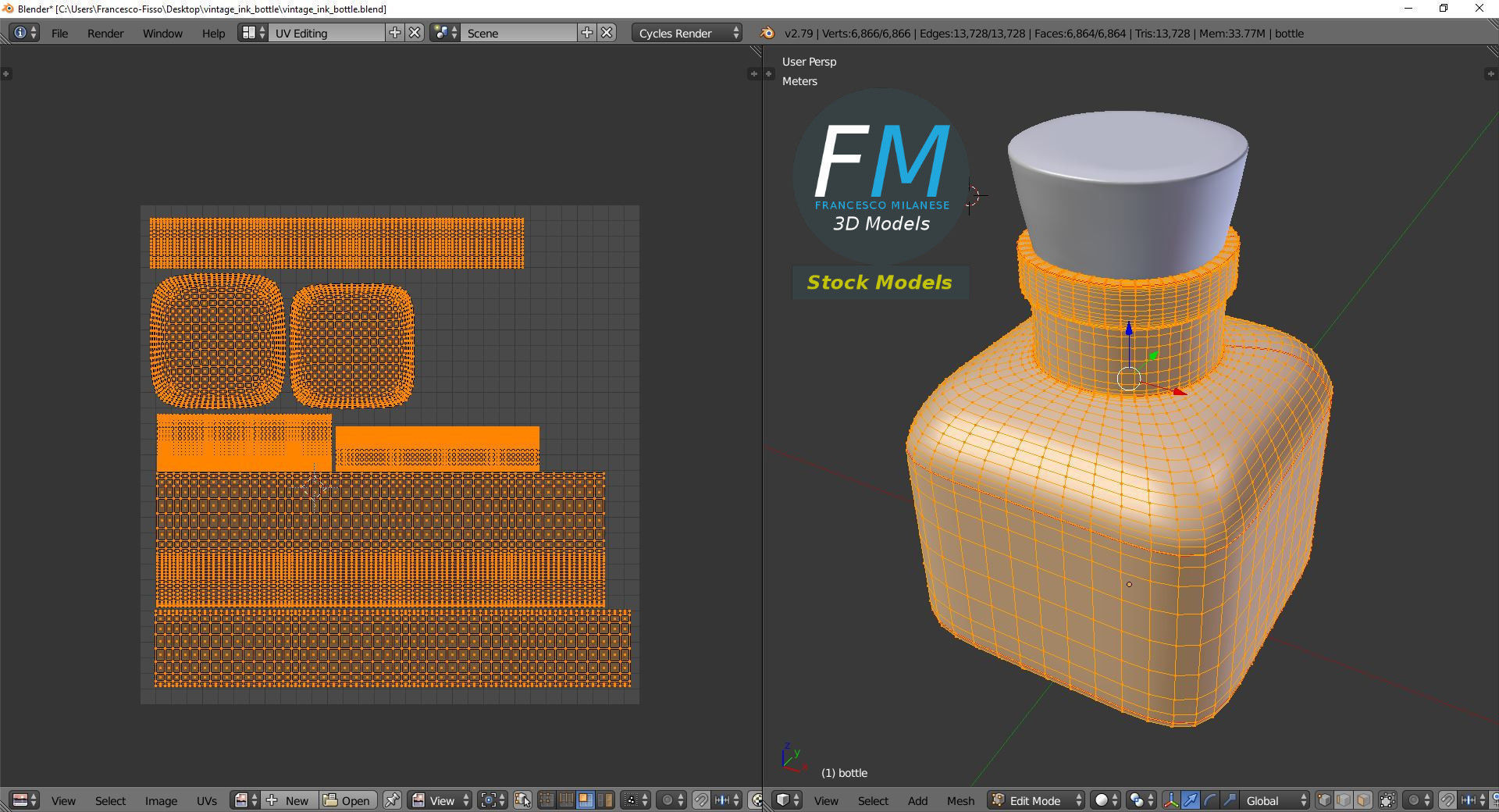 Vintage ink bottle 3D model_10