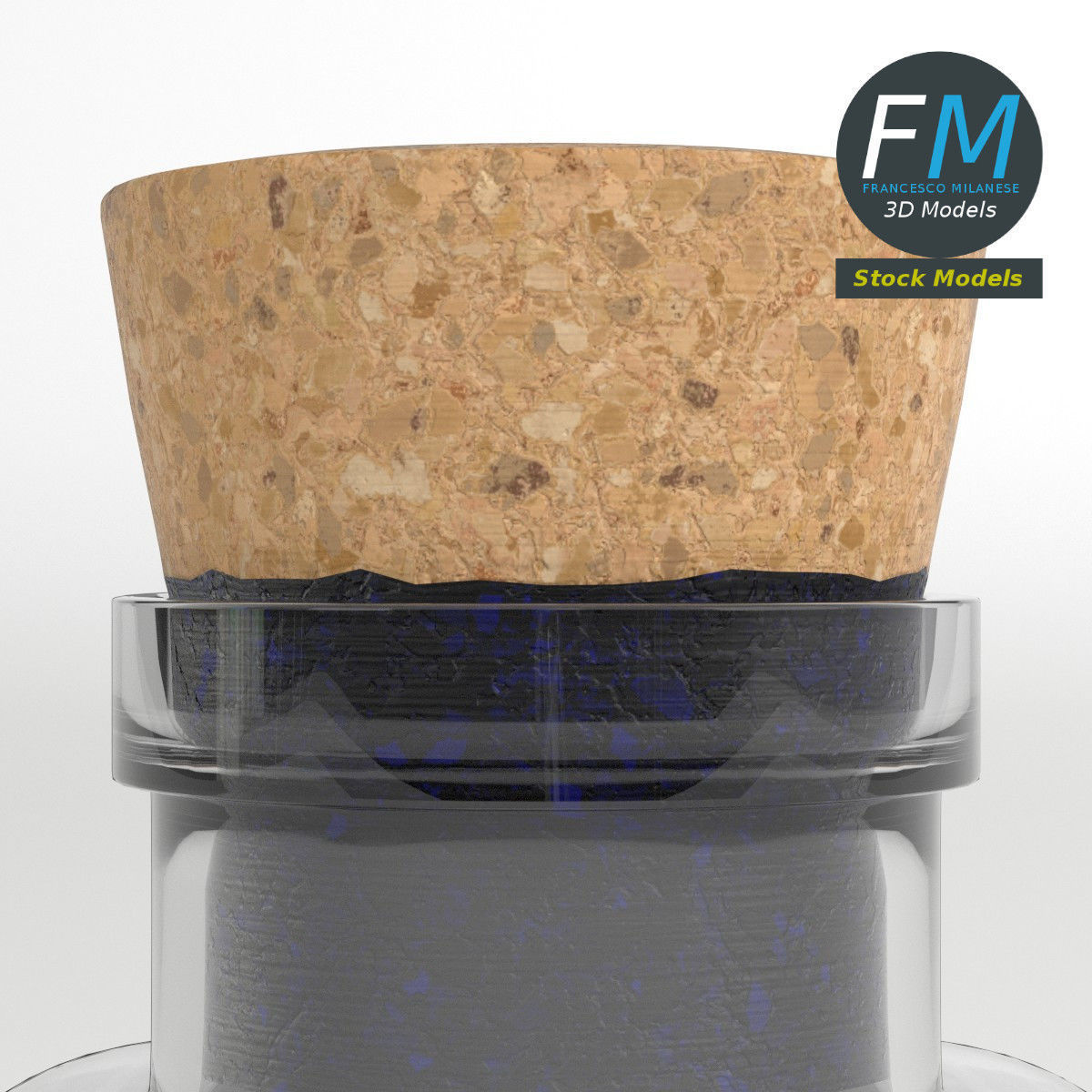 Vintage ink bottle 3D model_3