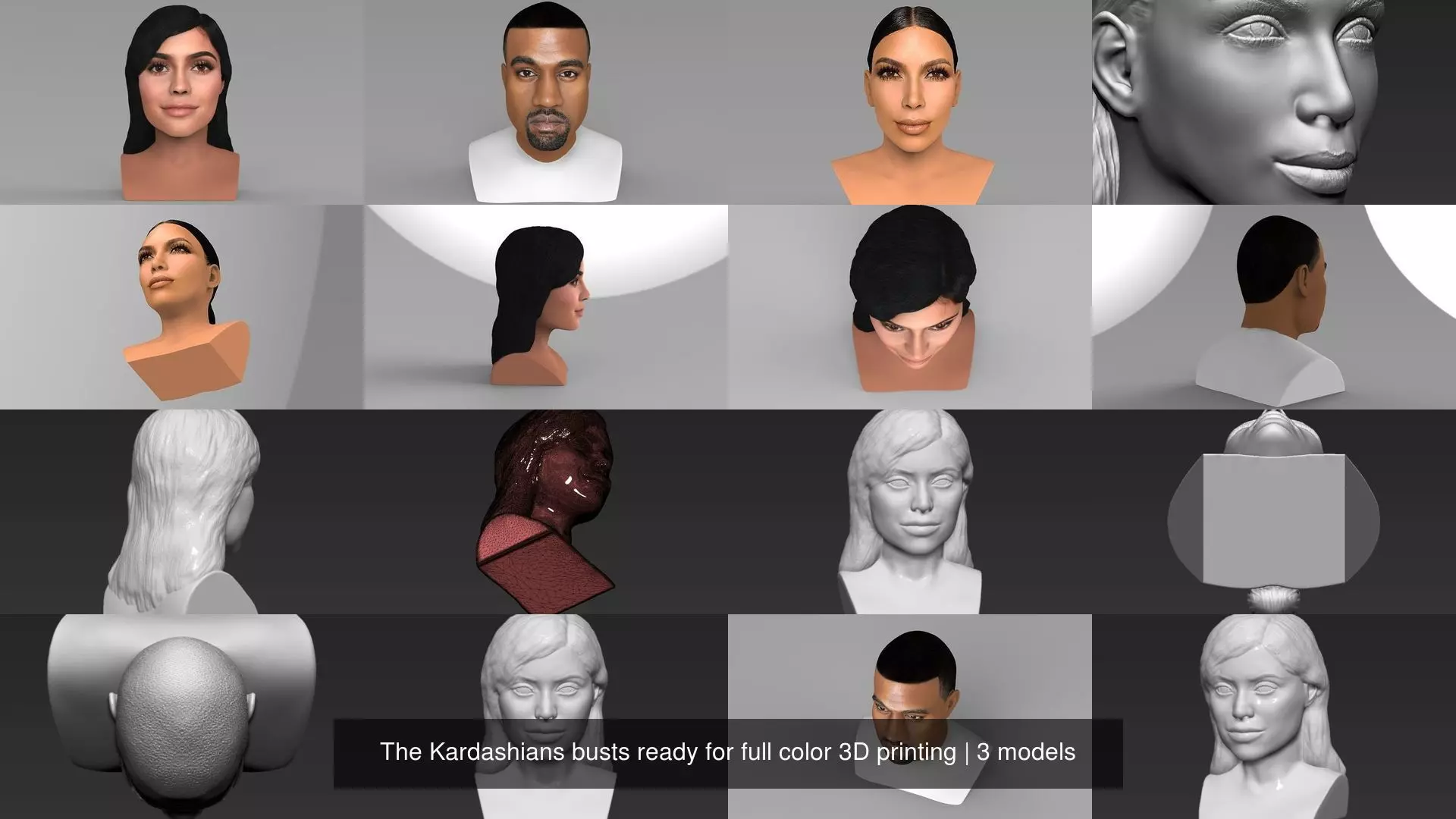 The Kardashians busts ready for full color 3D printing 3D Model Collection_0