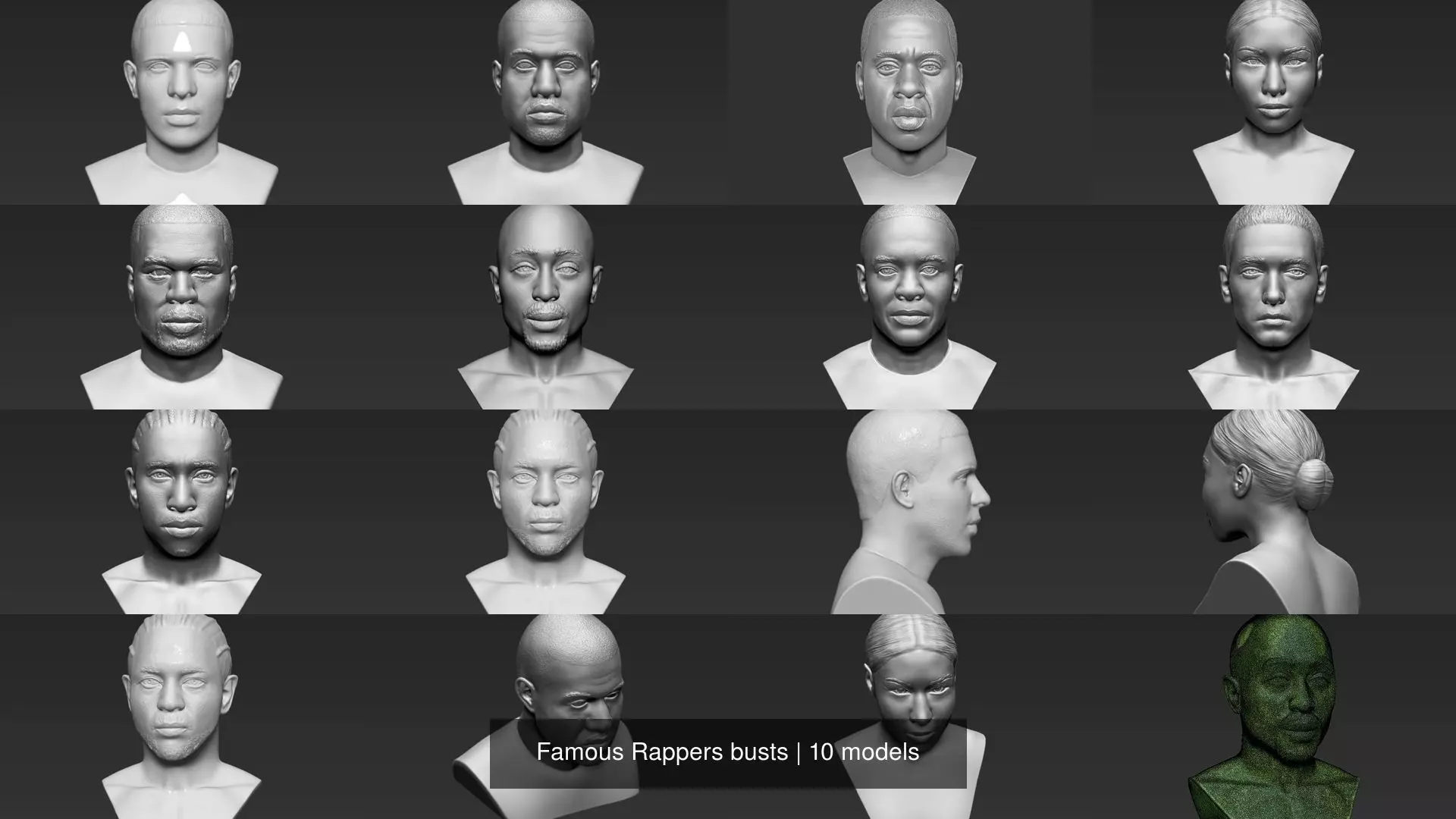 Famous Rappers busts 3D Model Collection_0