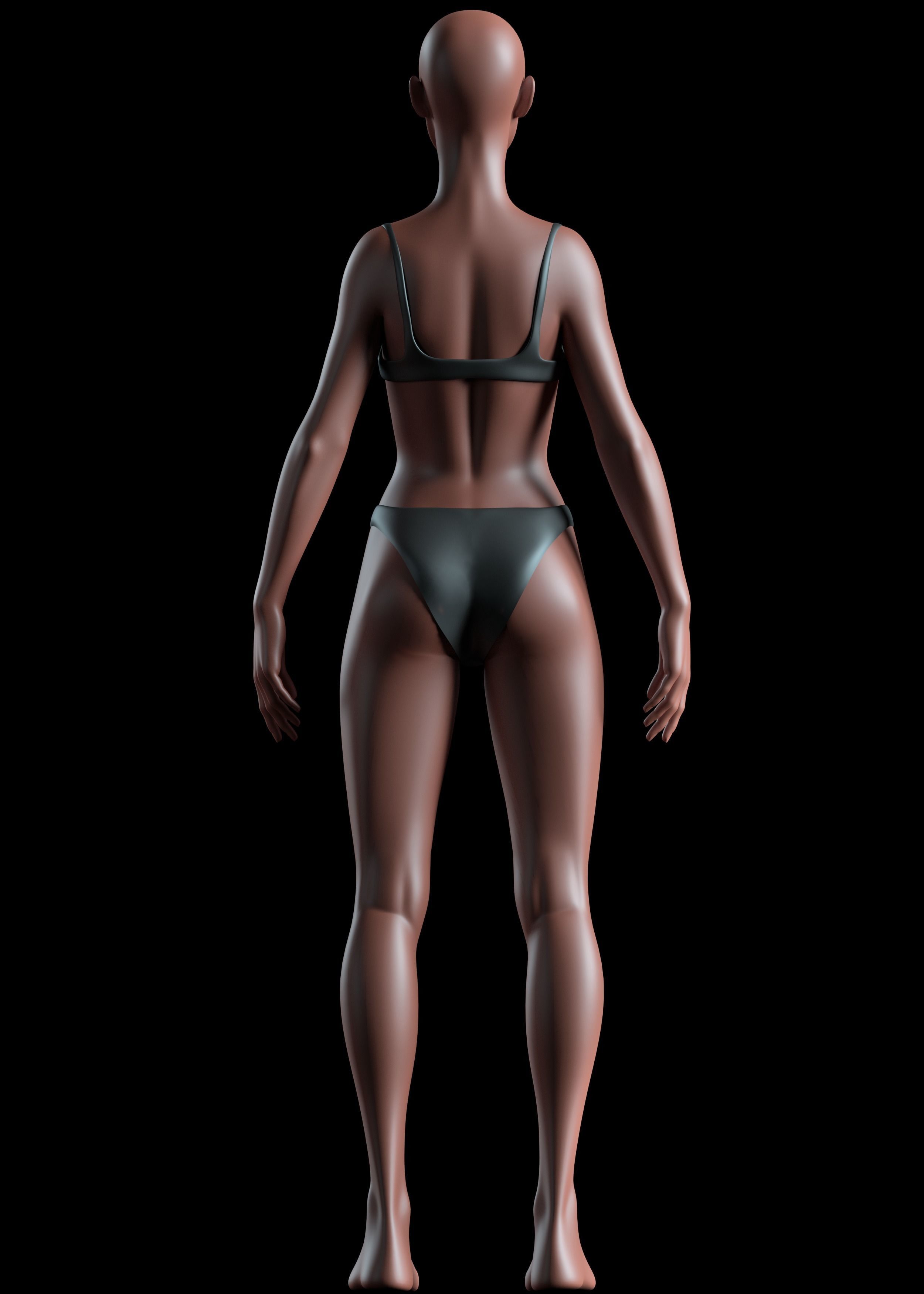 Realistic Human Basemesh - UVMapped - Rigged Low-poly 3D model_10