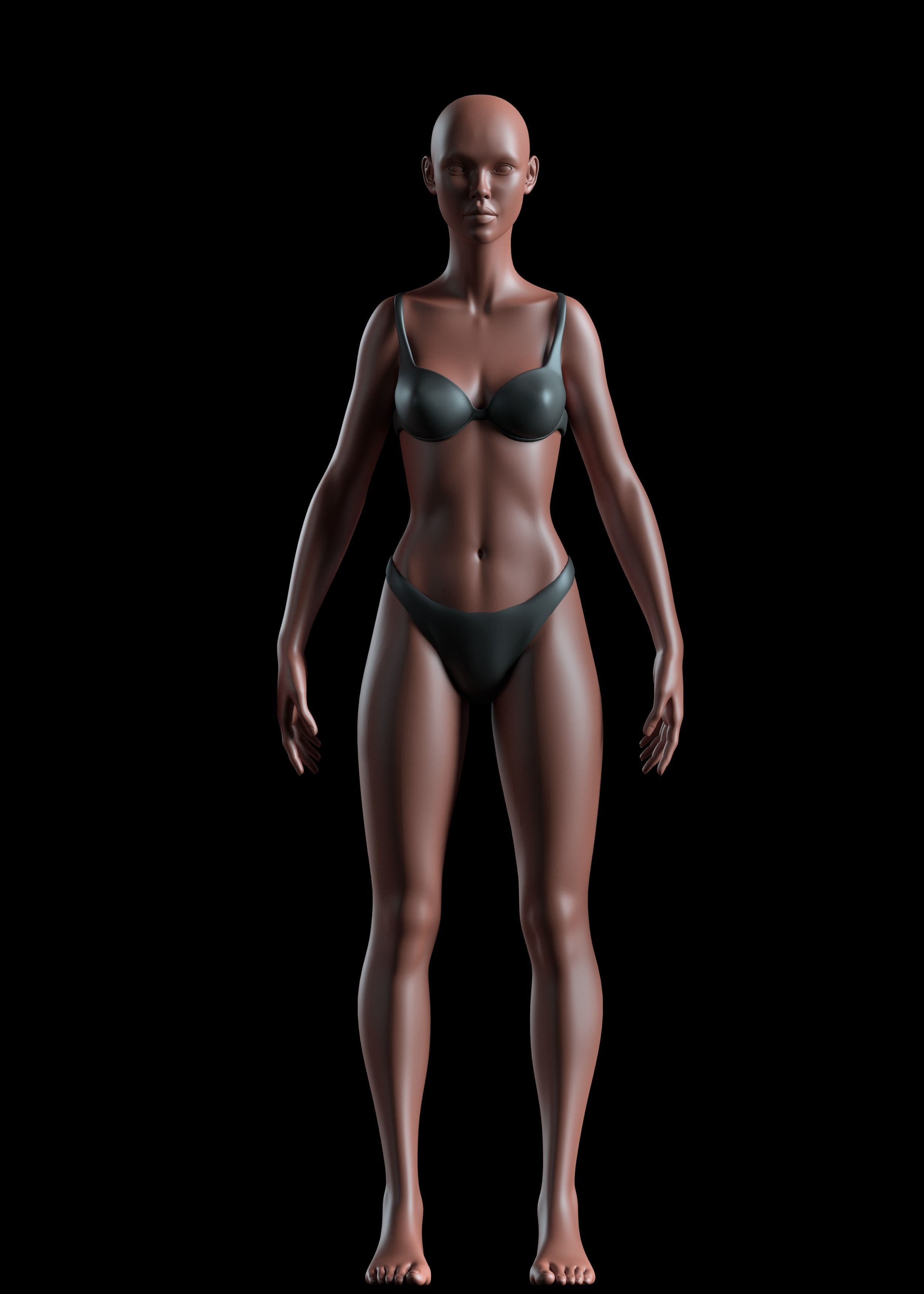 Realistic Human Basemesh - UVMapped - Rigged Low-poly 3D model_8