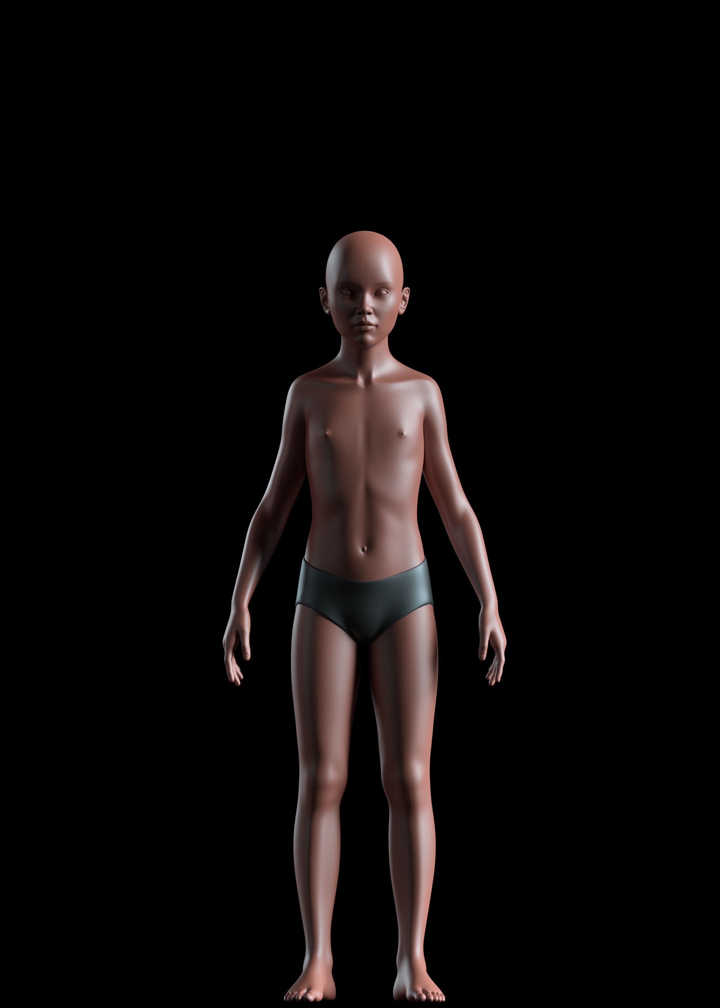 Realistic Human Basemesh - UVMapped - Rigged Low-poly 3D model_13