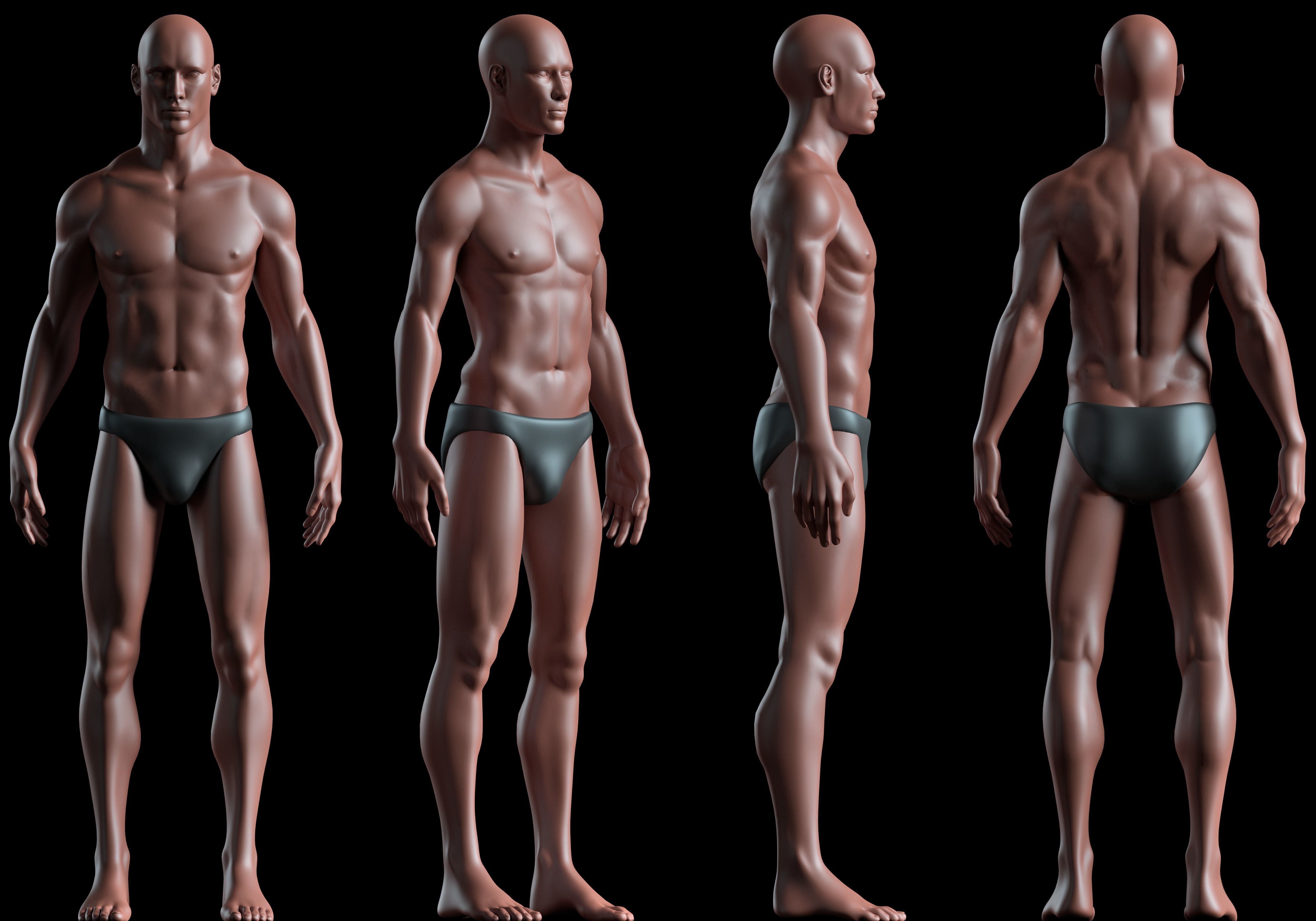 Realistic Human Basemesh - UVMapped - Rigged Low-poly 3D model_2