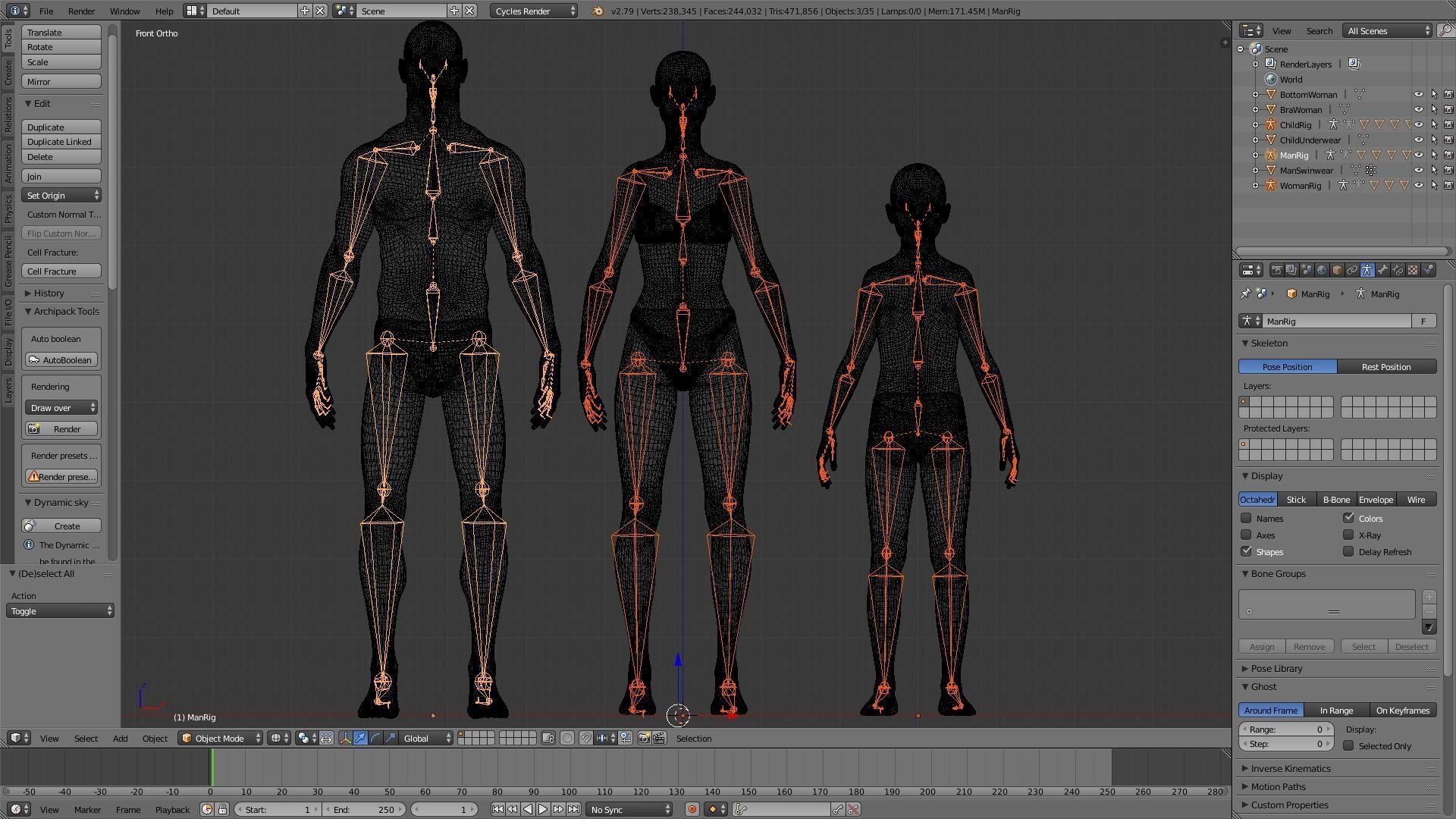 Realistic Human Basemesh - UVMapped - Rigged Low-poly 3D model_39