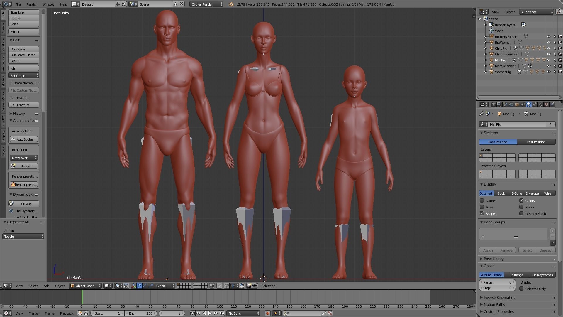 Realistic Human Basemesh - UVMapped - Rigged Low-poly 3D model_18