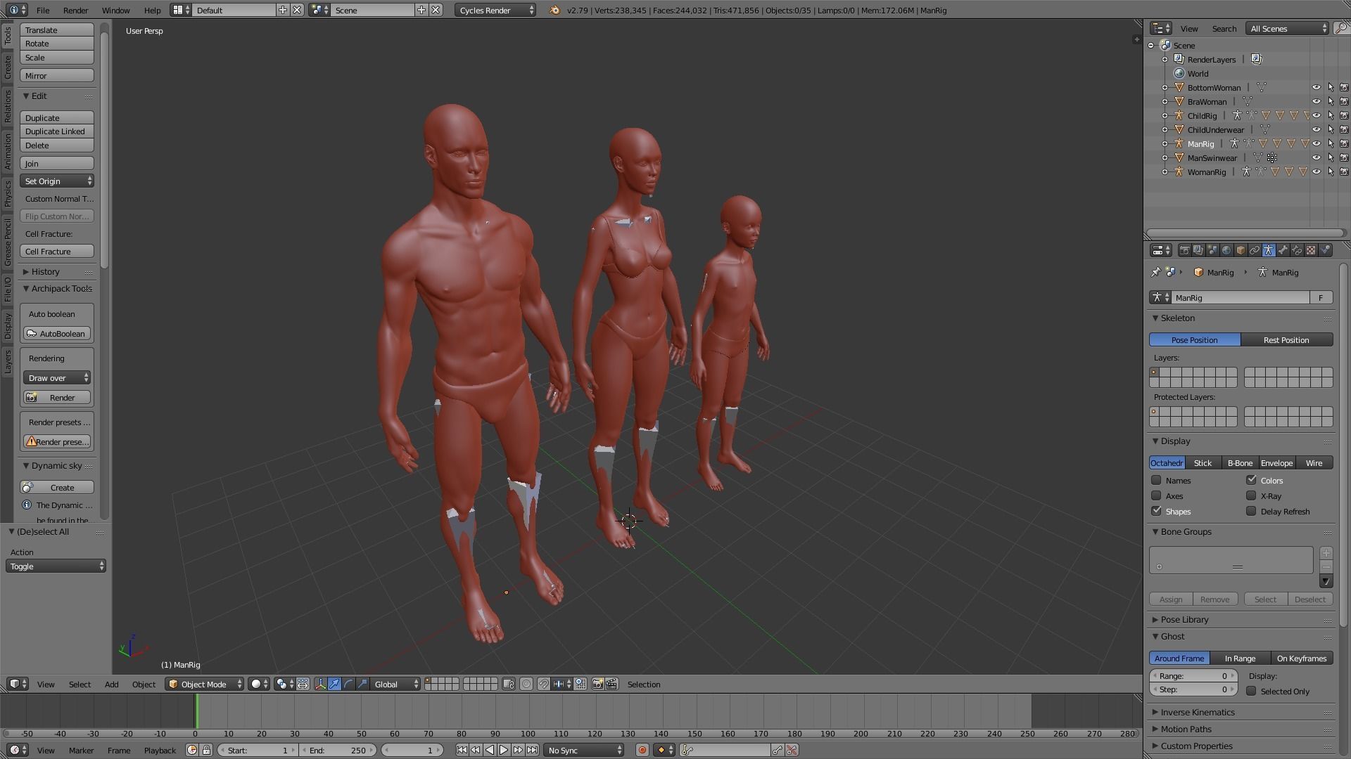 Realistic Human Basemesh - UVMapped - Rigged Low-poly 3D model_19
