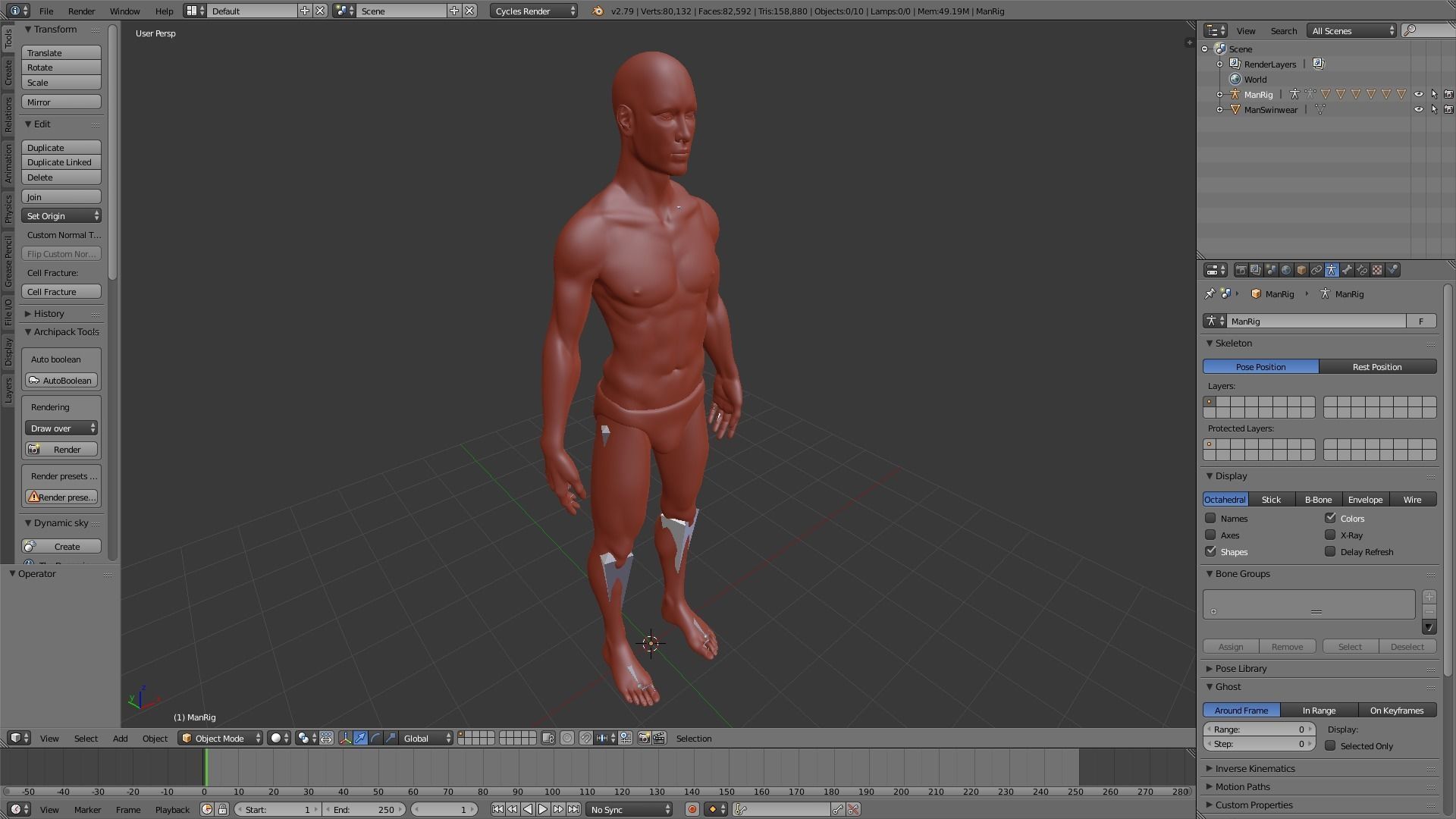 Realistic Human Basemesh - UVMapped - Rigged Low-poly 3D model_20