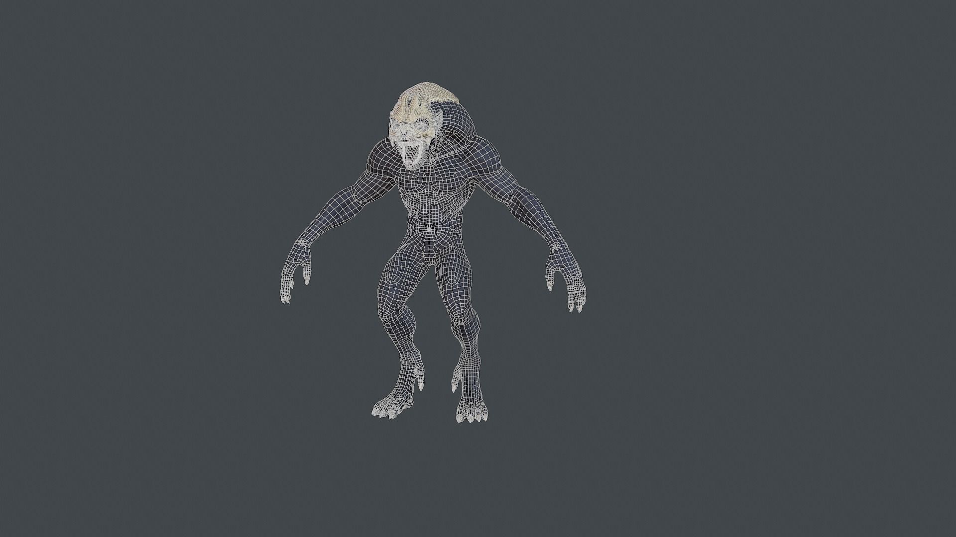 Monster humanoid creature Low-poly 3D model_5