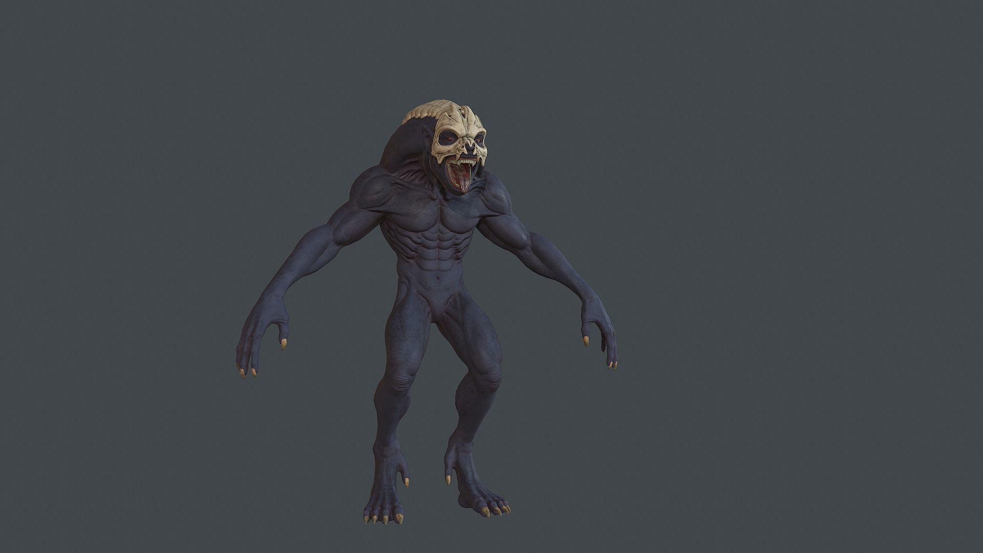 Monster humanoid creature Low-poly 3D model_2