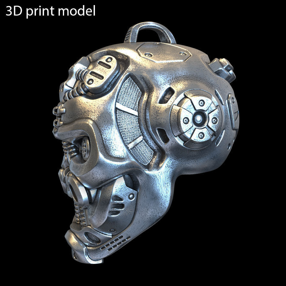 Skull pendant jewelry Robotic vol1 3D print model_3