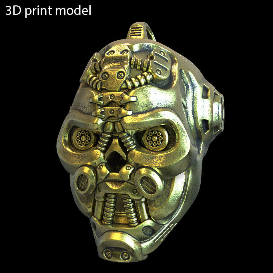 Skull pendant jewelry Robotic vol1 3D print model_2