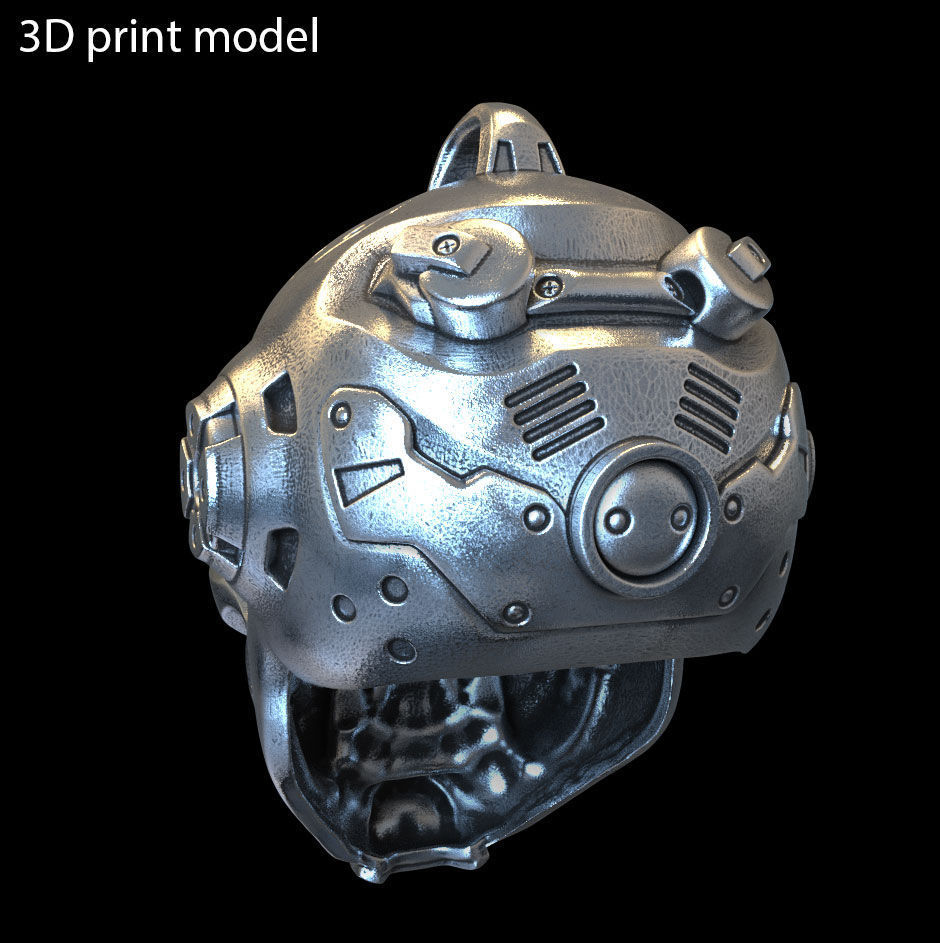 Skull pendant jewelry Robotic vol1 3D print model_5