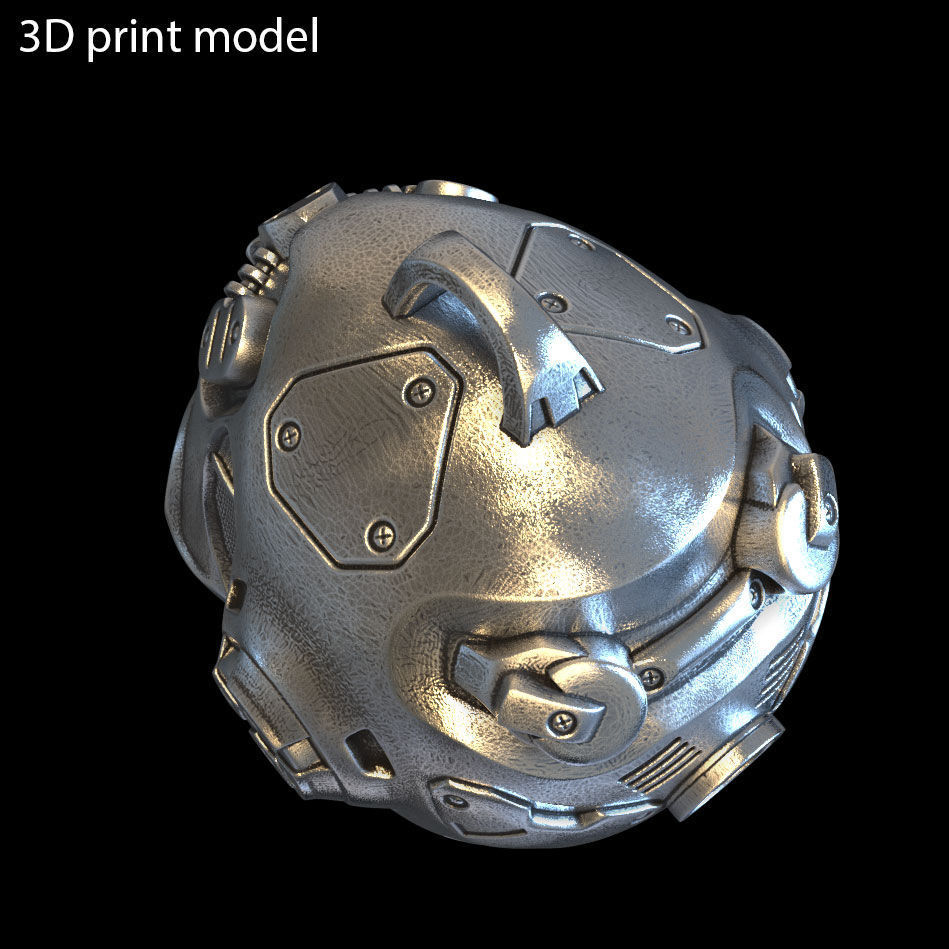 Skull pendant jewelry Robotic vol1 3D print model_6