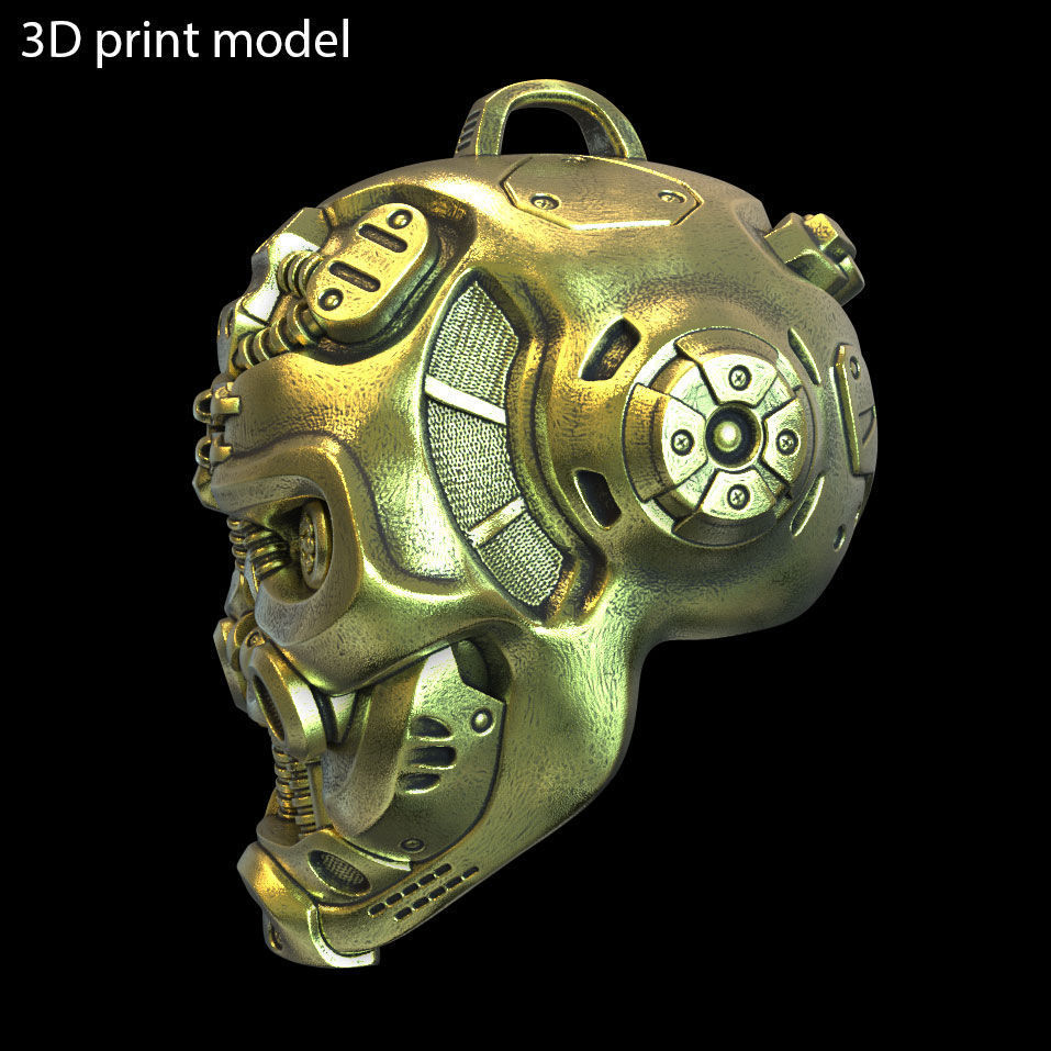 Skull pendant jewelry Robotic vol1 3D print model_4