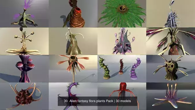 45 Alien fantasy flora -  Big Pack 3D Model Collection