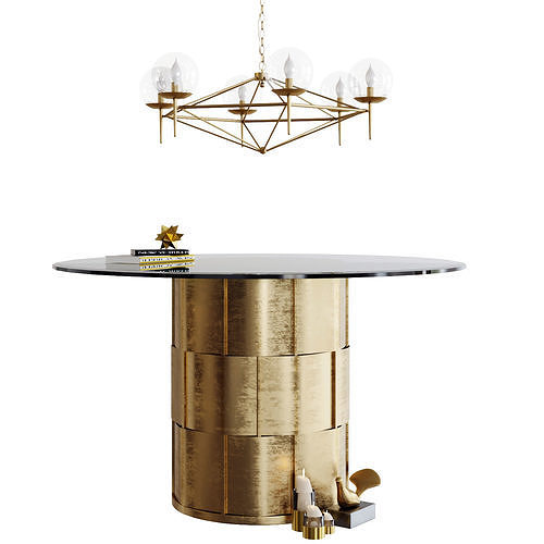 Table and chandelier Worlds Away 3D model