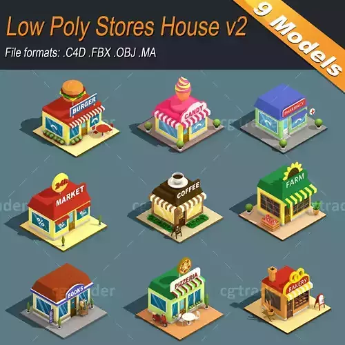 Low Poly Stores House ver 2 Isometric Low-poly 3D model Low Poly Stores House ver 2 Isometric Low-poly 3D model
