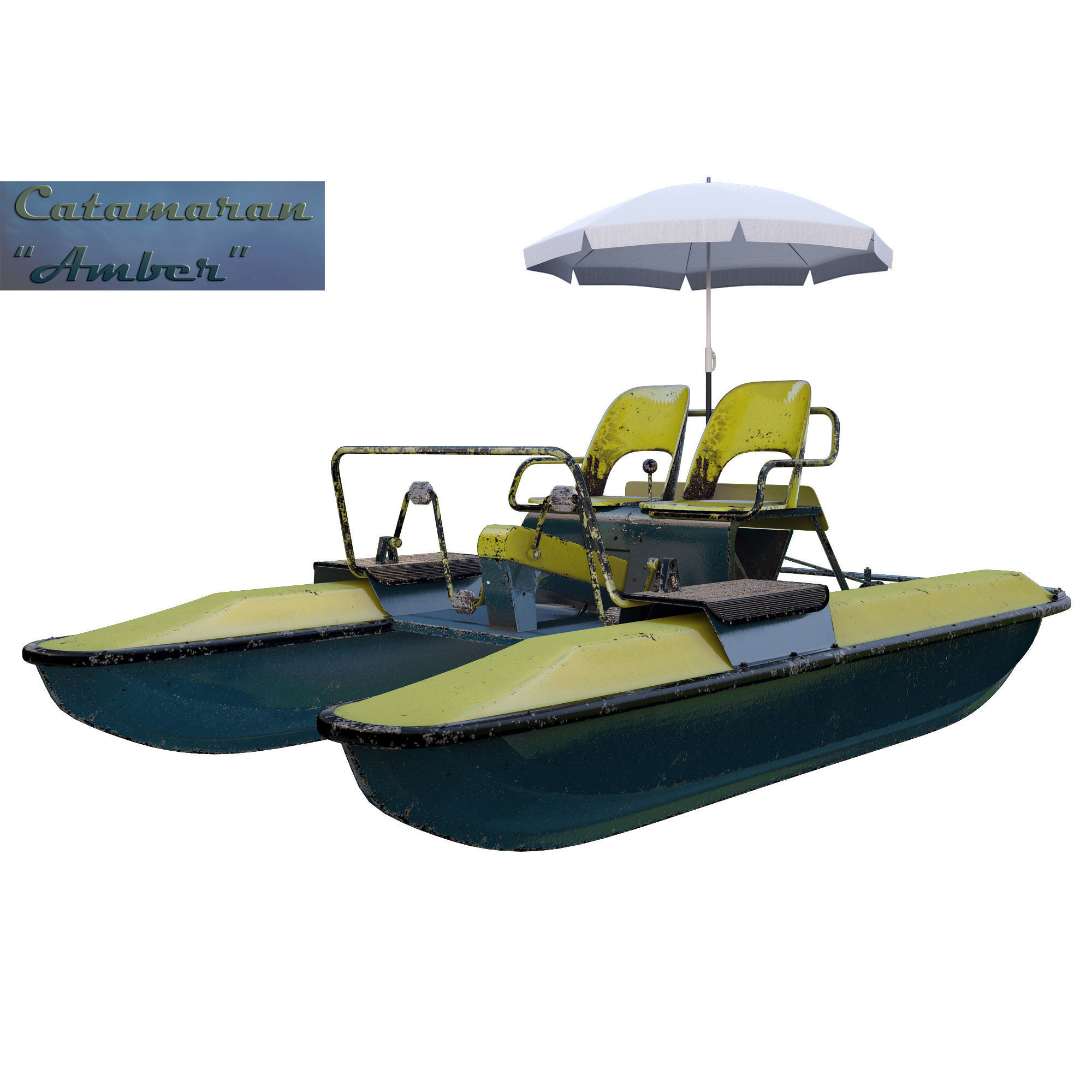 Catamaran Yantar Water bicycle model 3D model_4