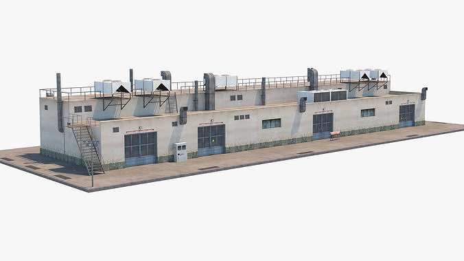 Industrial Building Low-poly 3D model