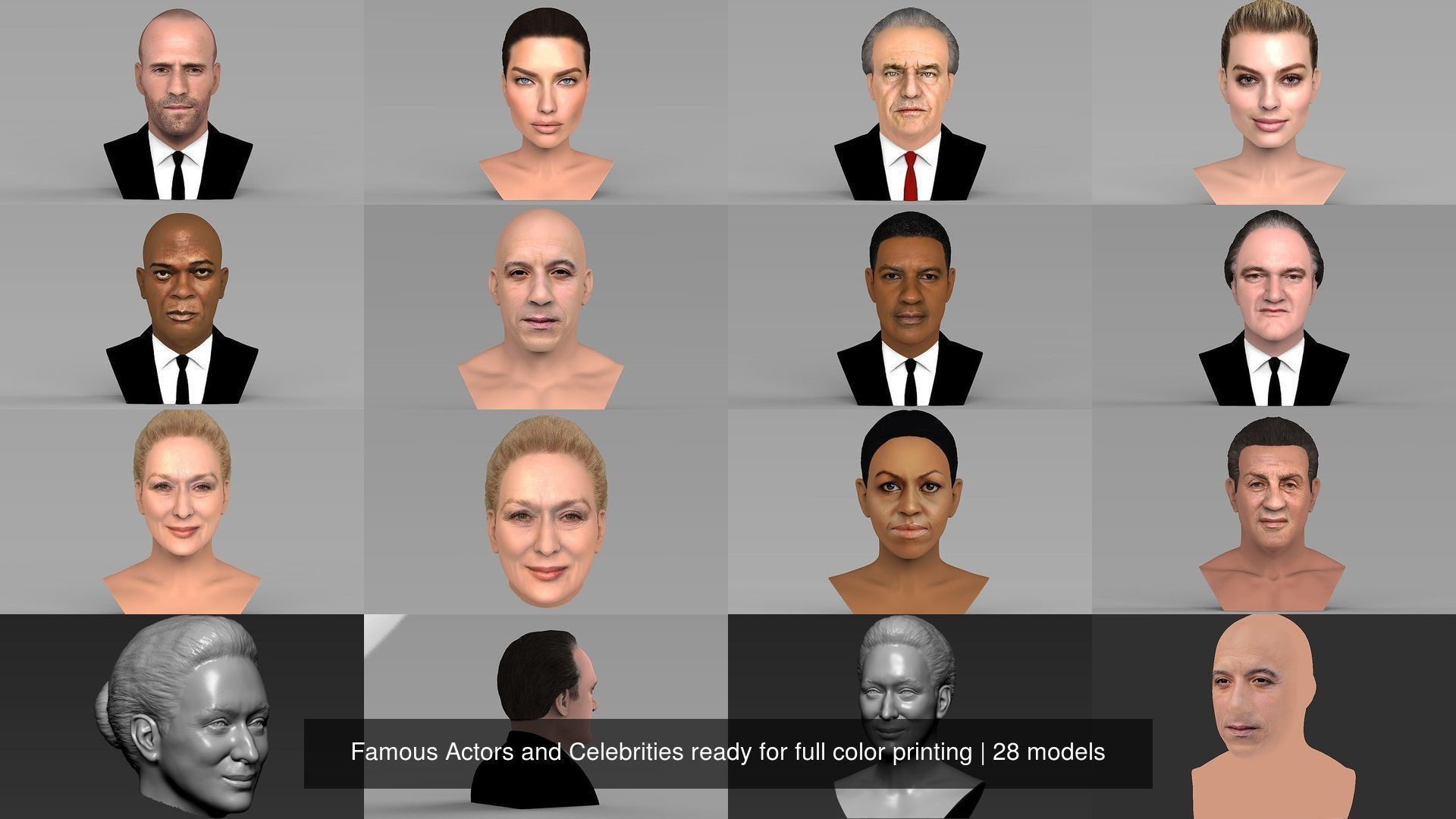 Famous Actors and Celebrities ready for full color printing 3D Model Collection_4