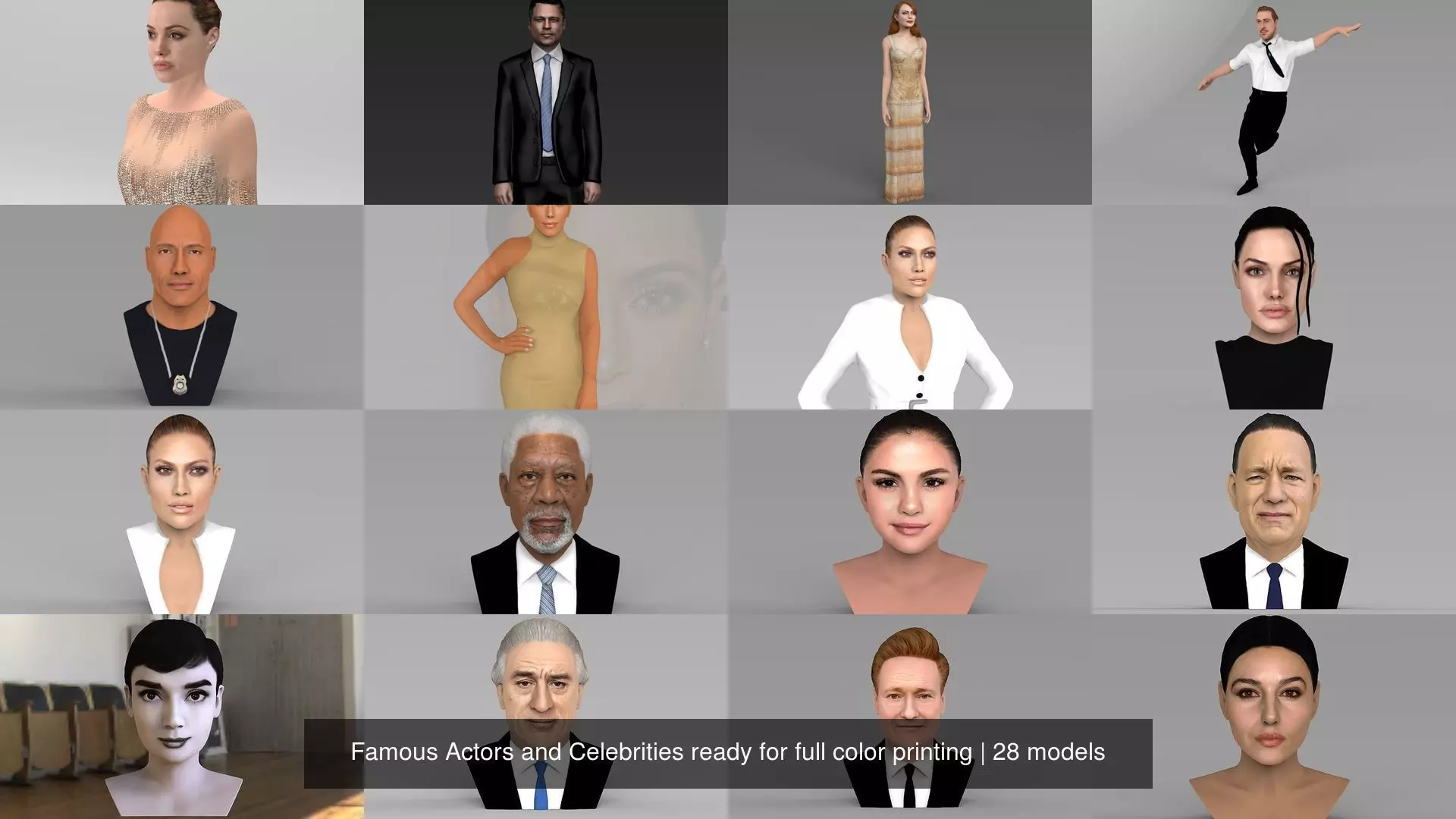 Famous Actors and Celebrities ready for full color printing 3D Model Collection_0