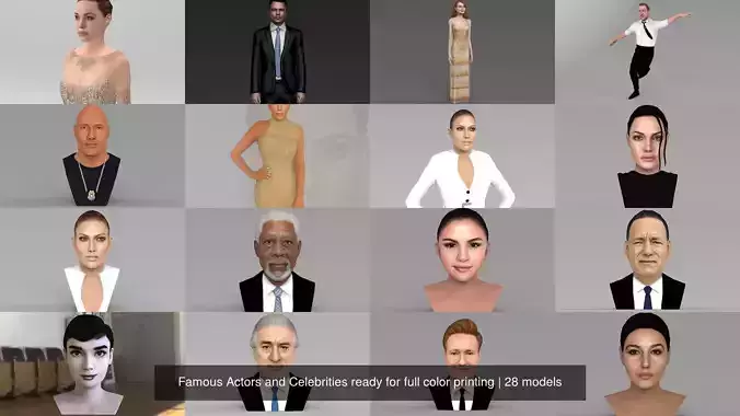 Famous Actors and Celebrities ready for full color printing 3D Model Collection