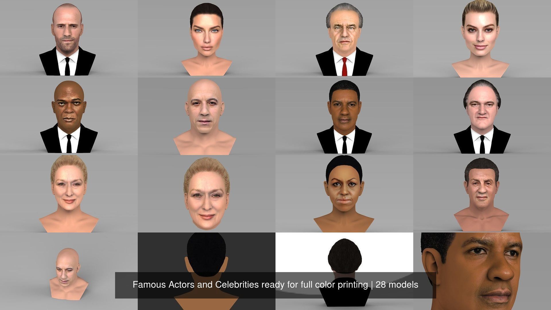 Famous Actors and Celebrities ready for full color printing 3D Model Collection_2