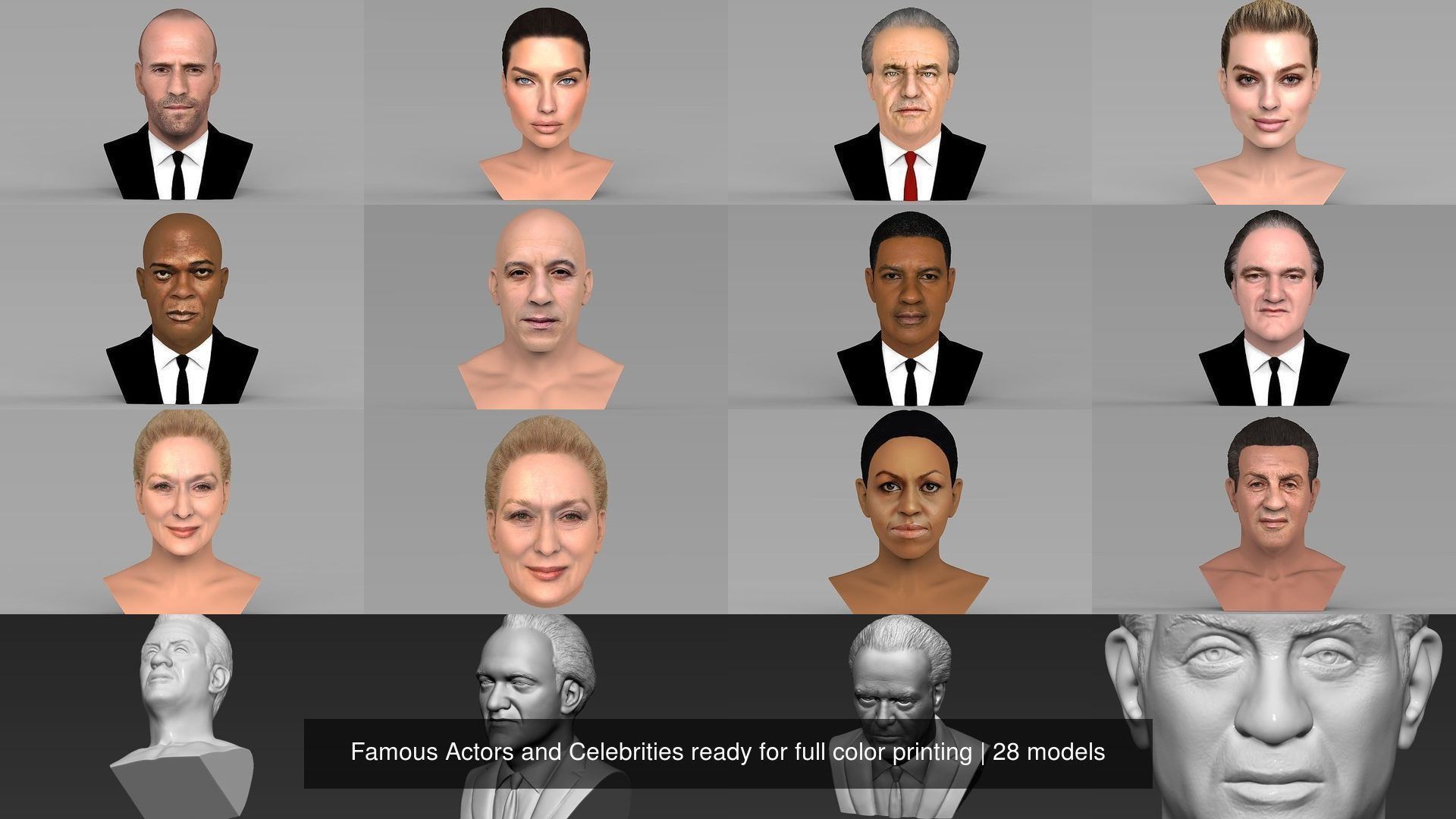Famous Actors and Celebrities ready for full color printing 3D Model Collection_6