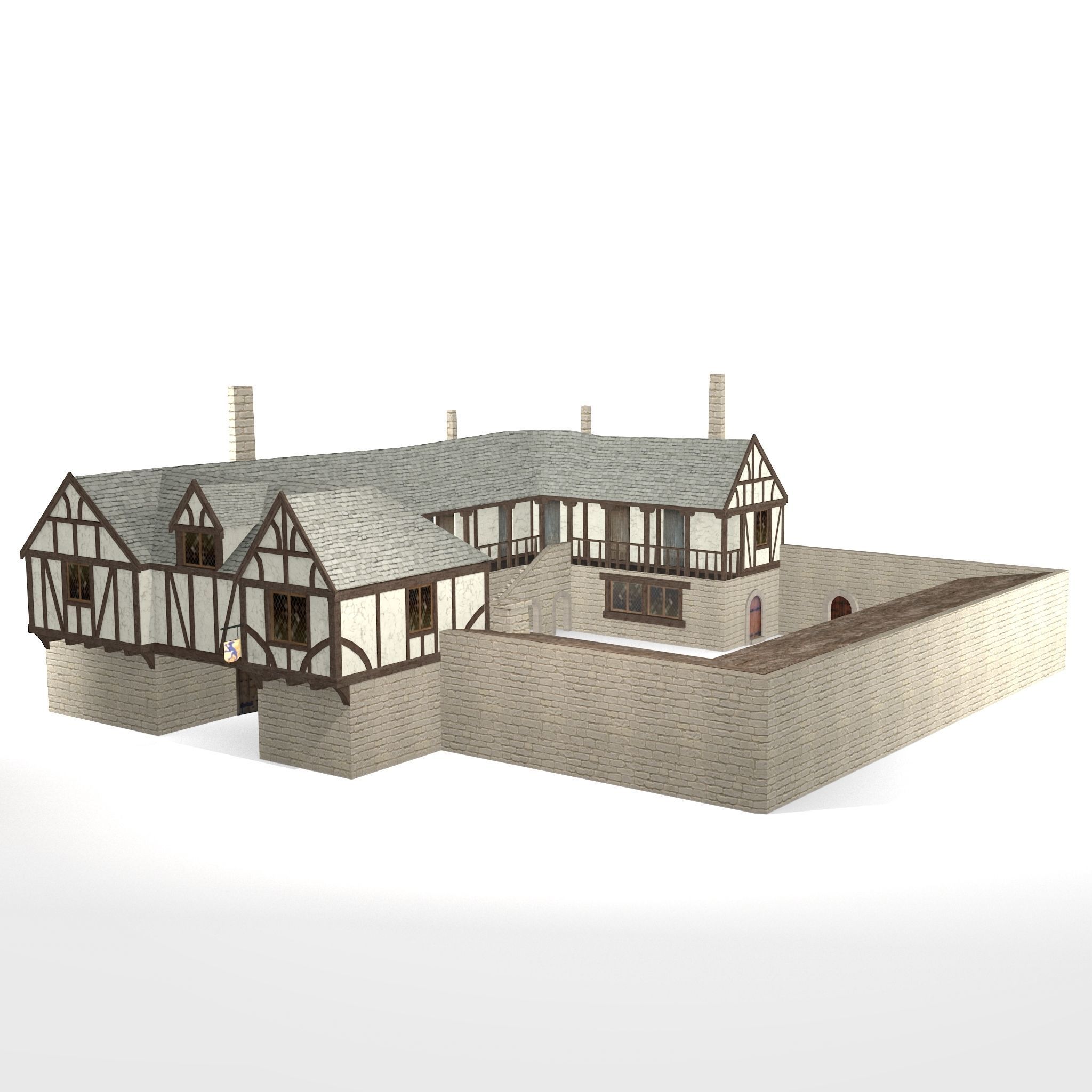 Medieval Inn The Blue Rabbit Free low-poly 3D model_1