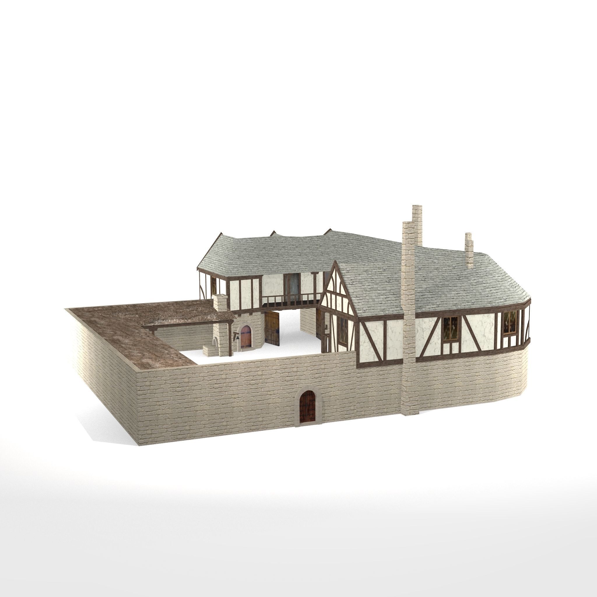 Medieval Inn The Blue Rabbit Free low-poly 3D model_4