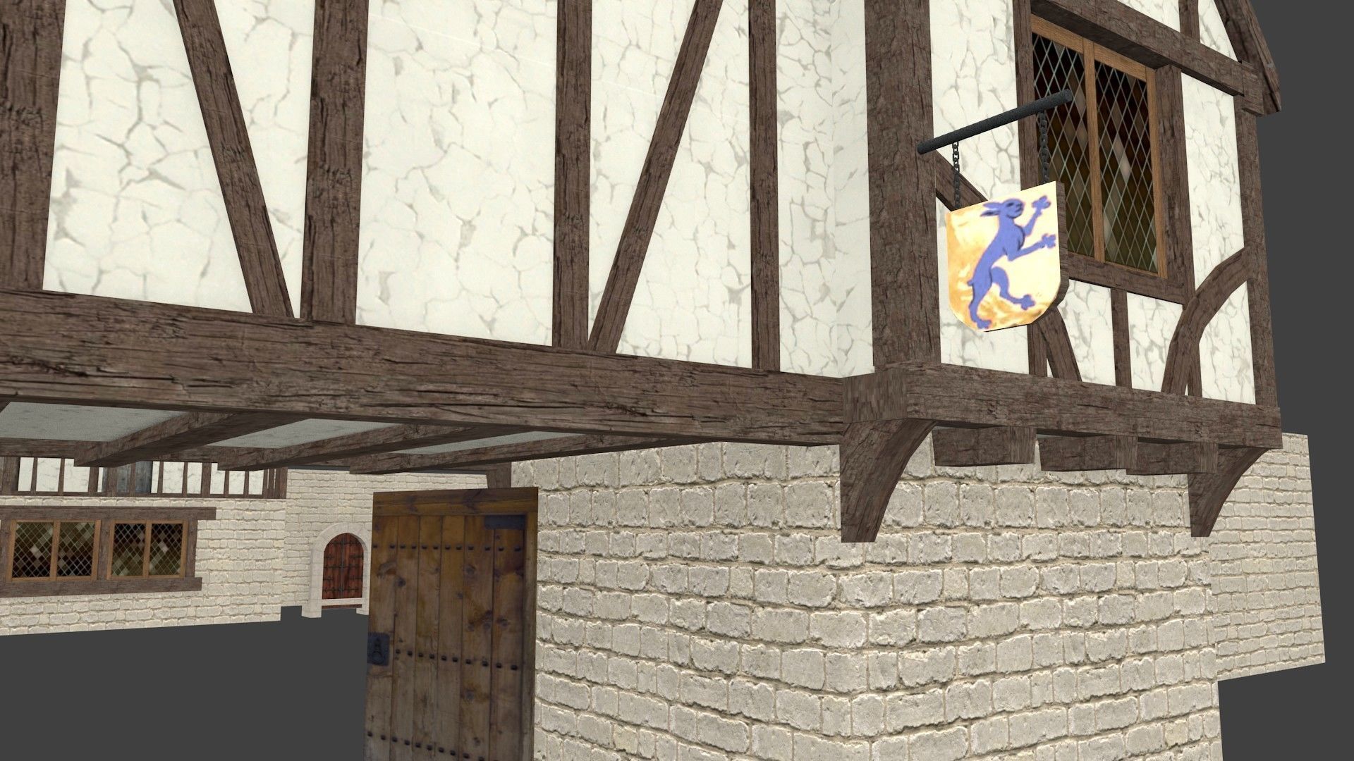 Medieval Inn The Blue Rabbit Free low-poly 3D model_34