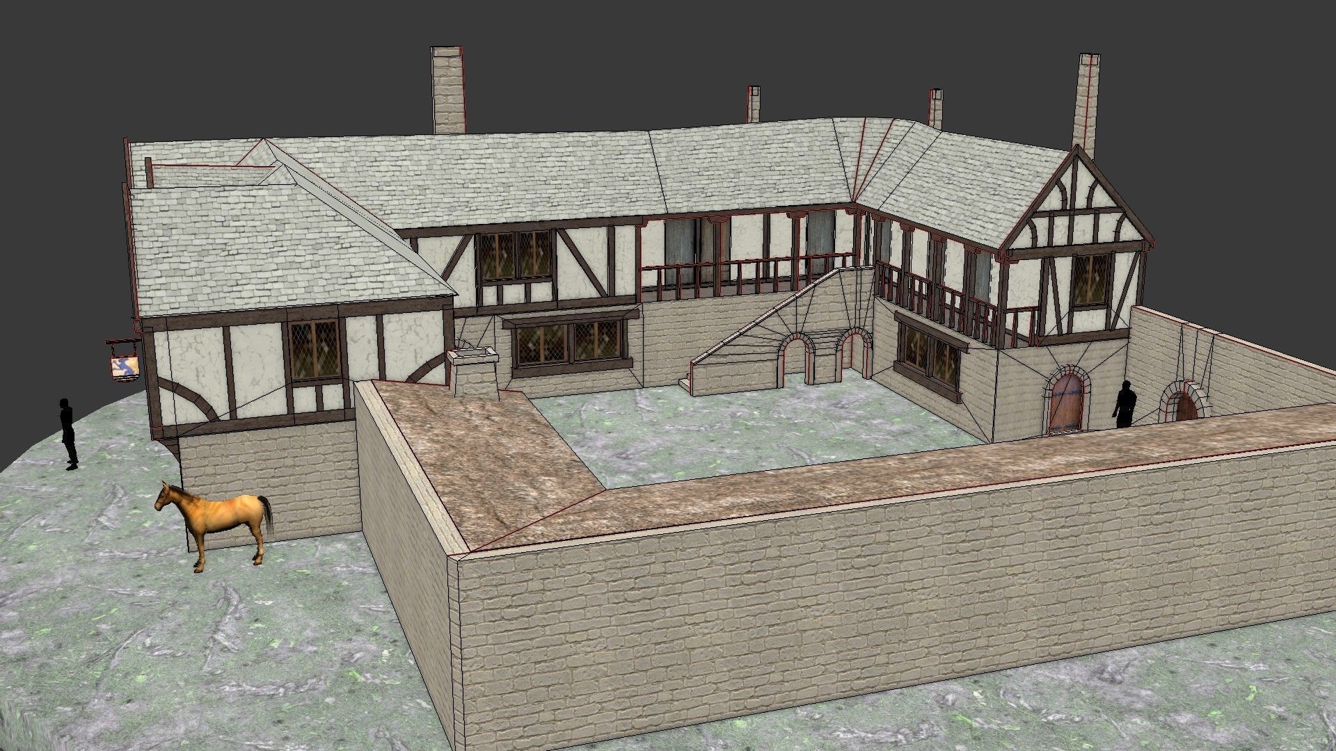 Medieval Inn The Blue Rabbit Free low-poly 3D model_15