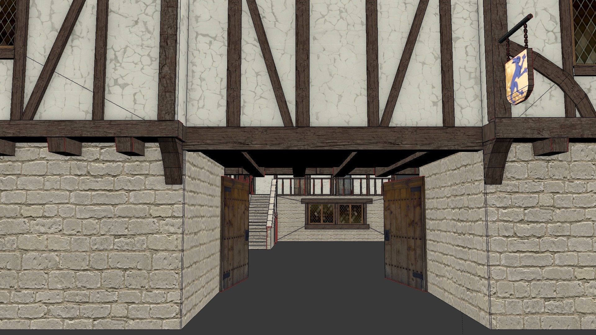 Medieval Inn The Blue Rabbit Free low-poly 3D model_33