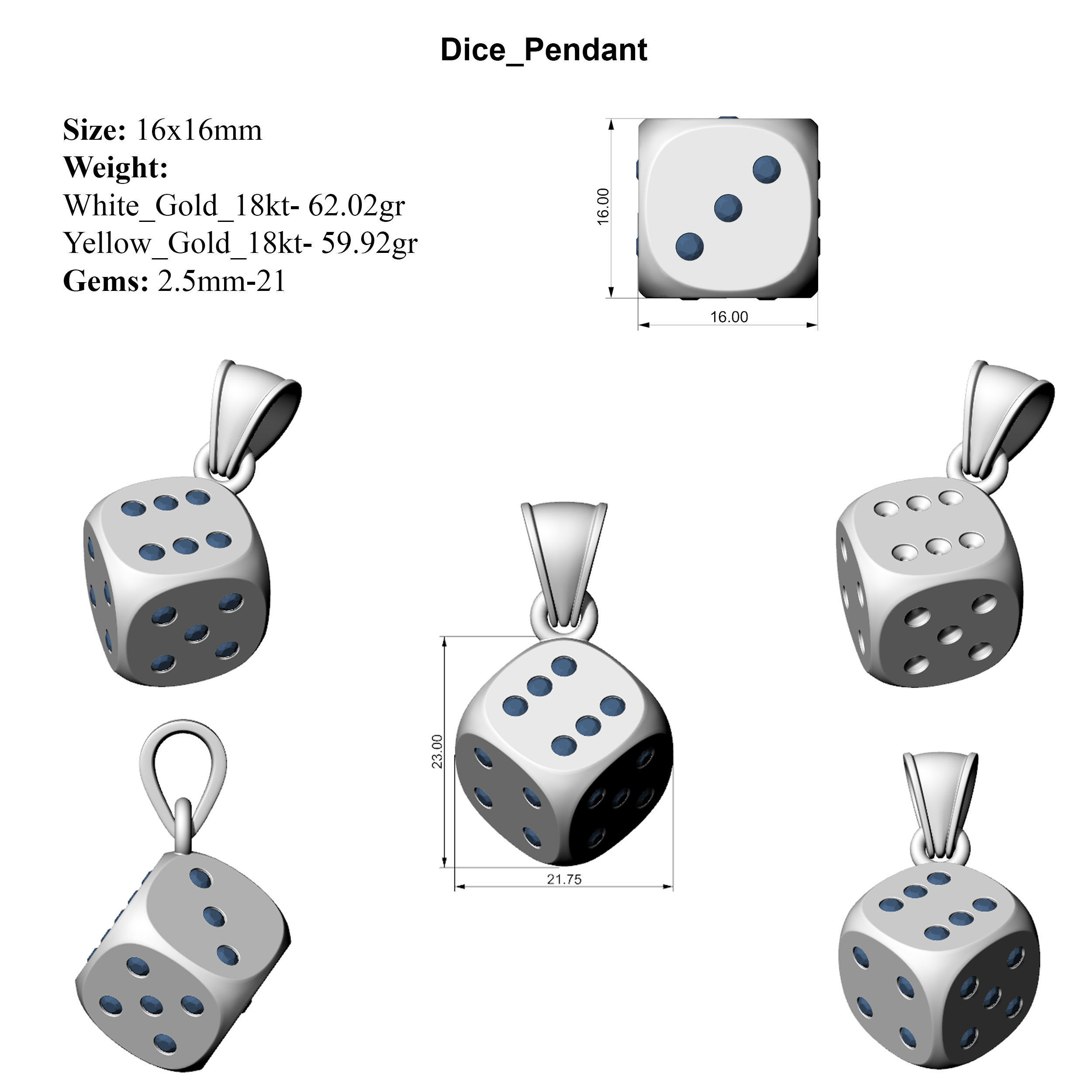 Dice Pendant 3D print model_6
