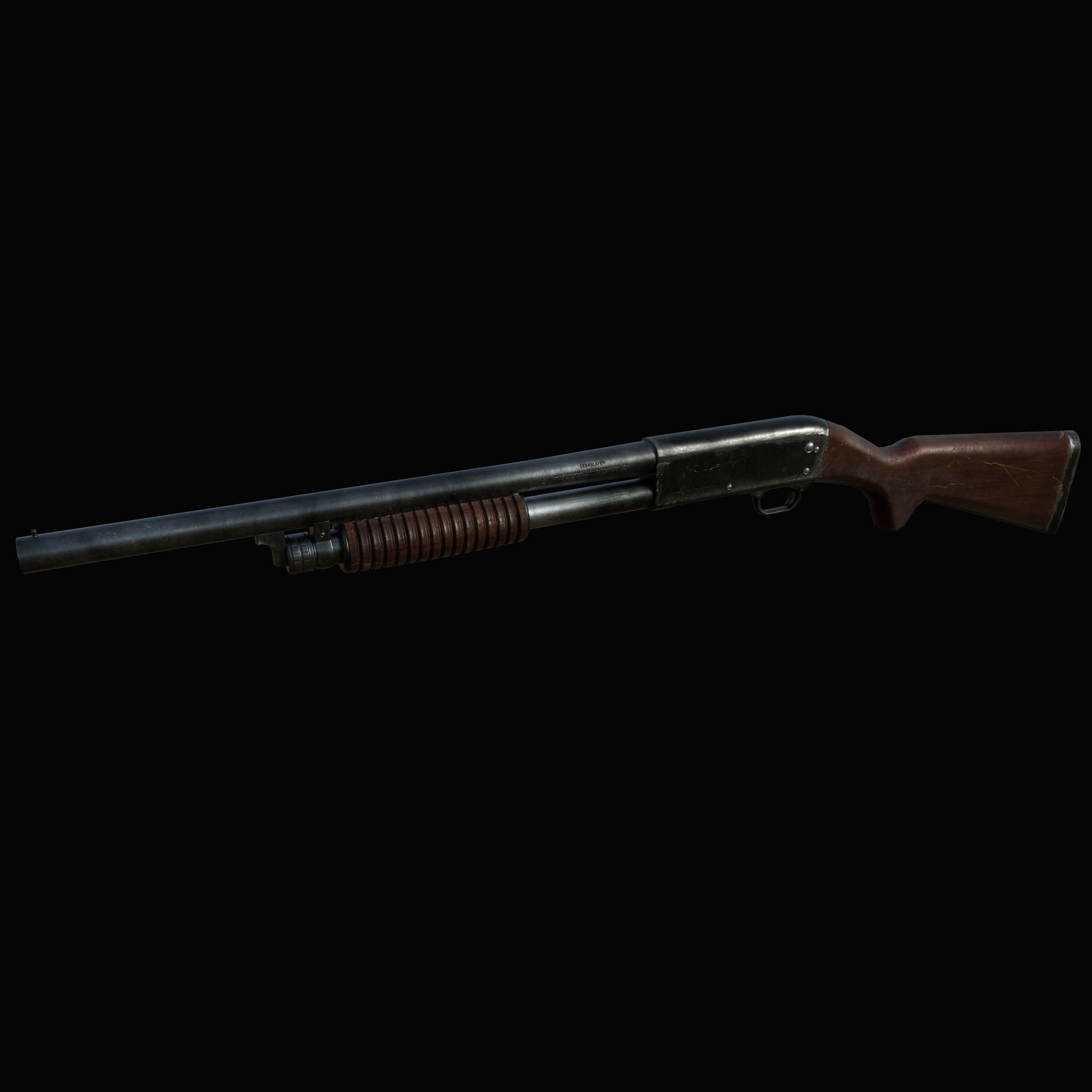 Ithaca 37 Shotgun M37 PBR MODEL UNITY UNREAL ENGINE Low-poly 3D model_8