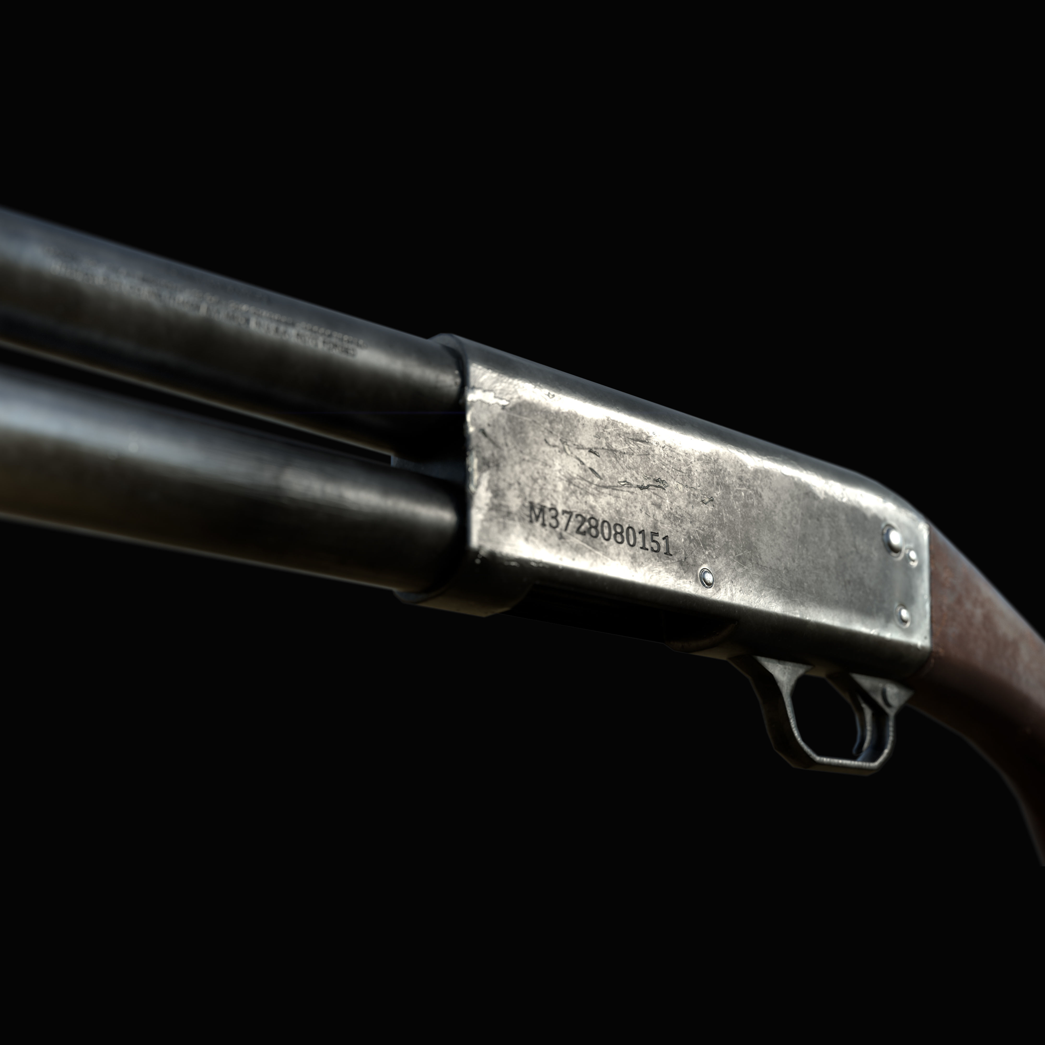 Ithaca 37 Shotgun M37 PBR MODEL UNITY UNREAL ENGINE Low-poly 3D model_5