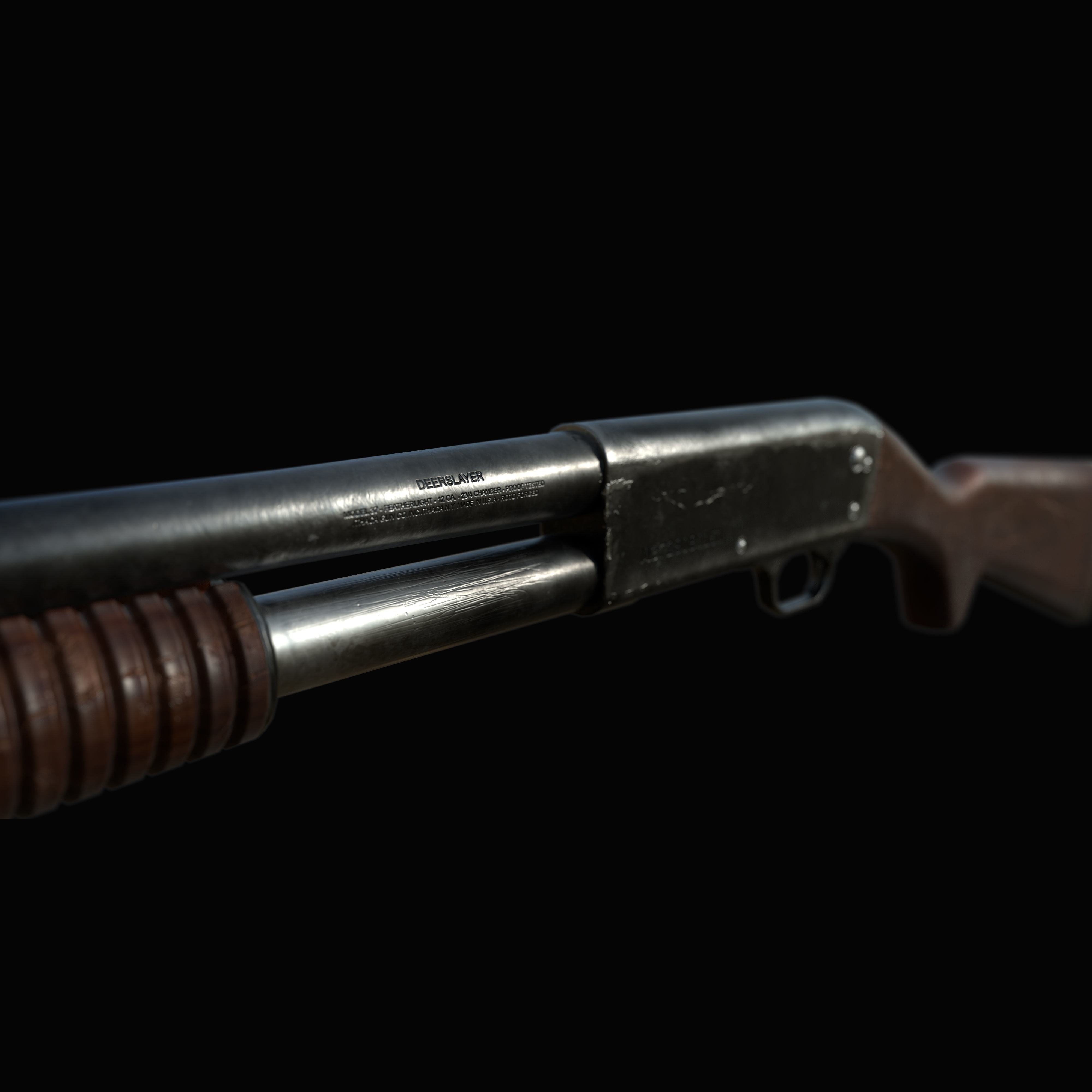Ithaca 37 Shotgun M37 PBR MODEL UNITY UNREAL ENGINE Low-poly 3D model_6