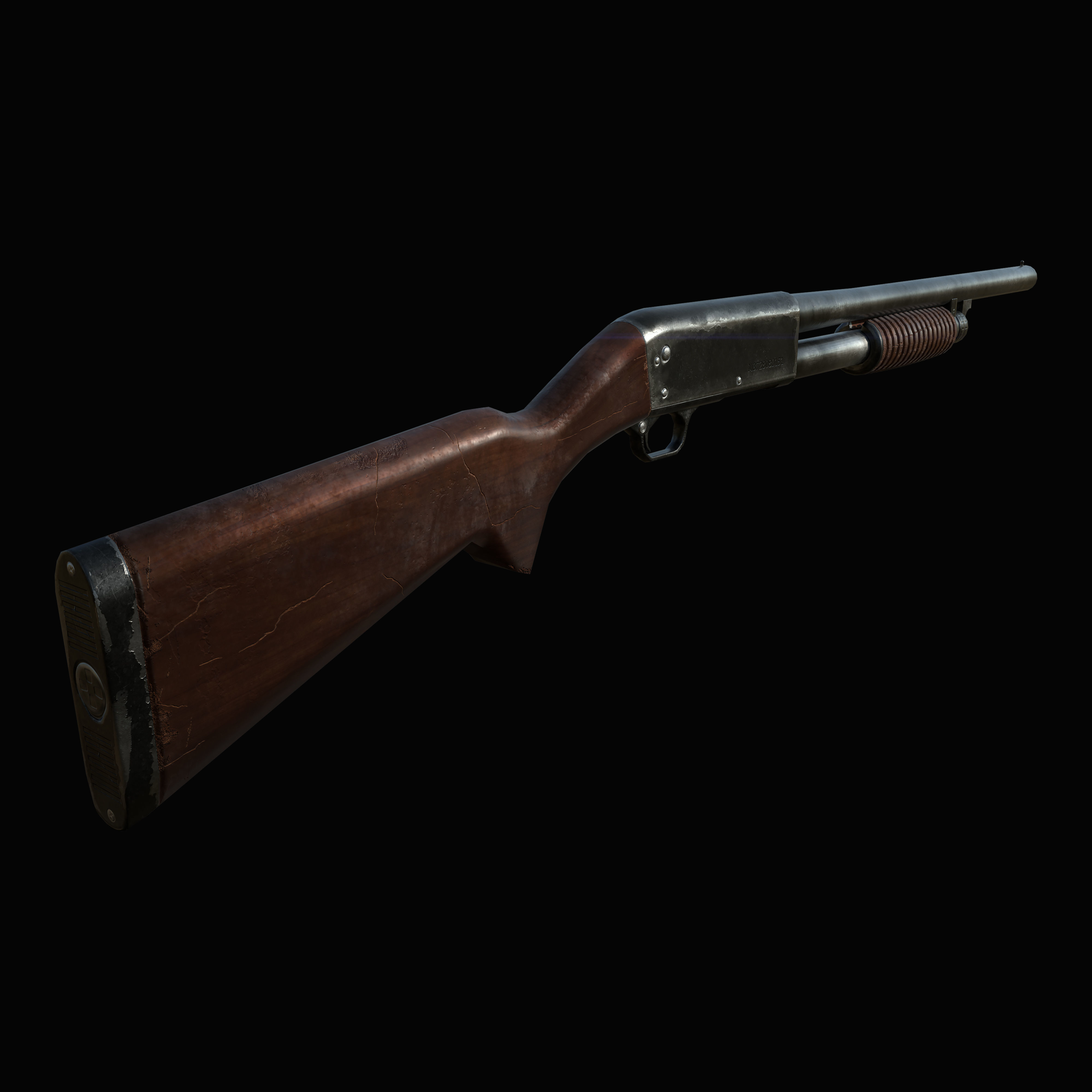 Ithaca 37 Shotgun M37 PBR MODEL UNITY UNREAL ENGINE Low-poly 3D model_4