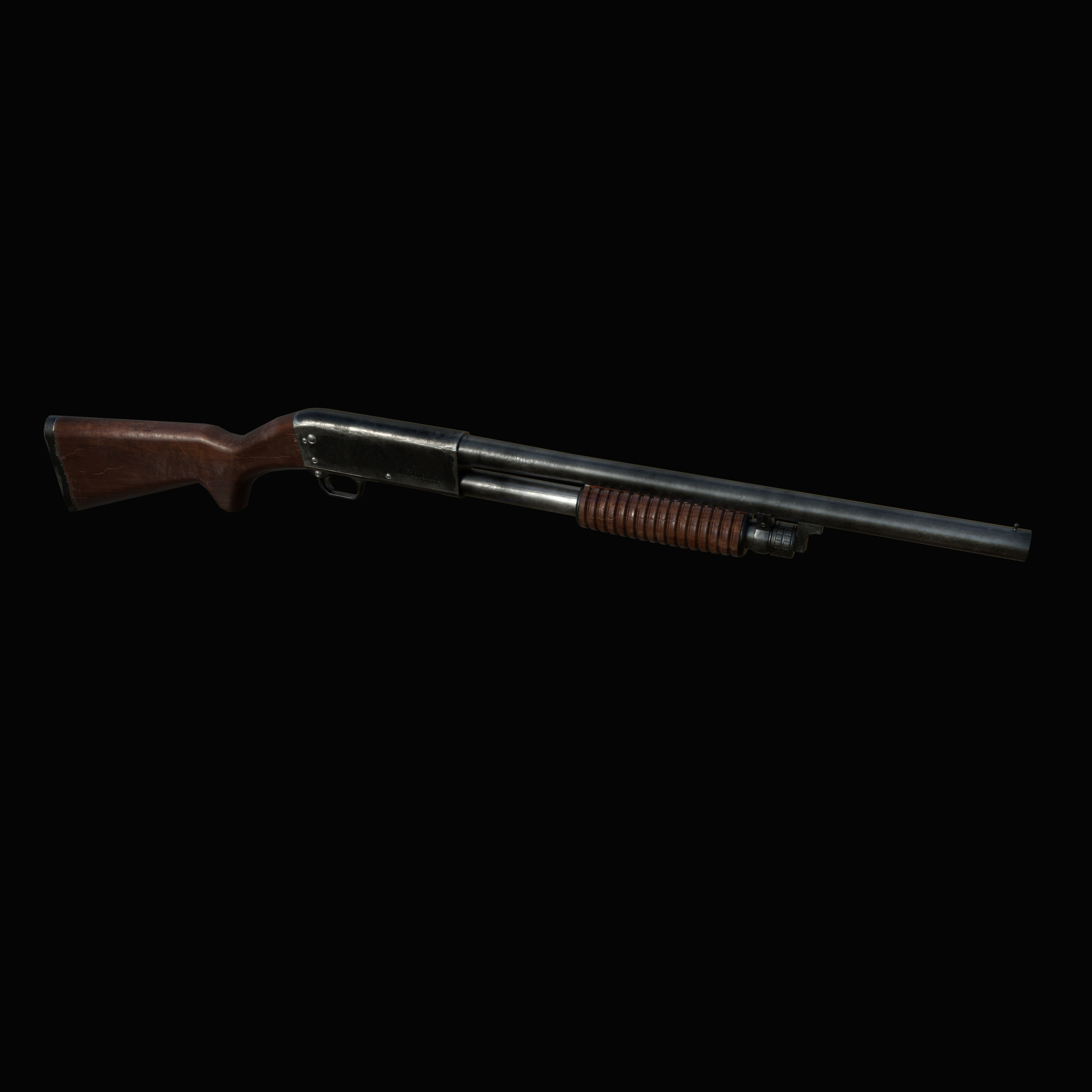 Ithaca 37 Shotgun M37 PBR MODEL UNITY UNREAL ENGINE Low-poly 3D model_7
