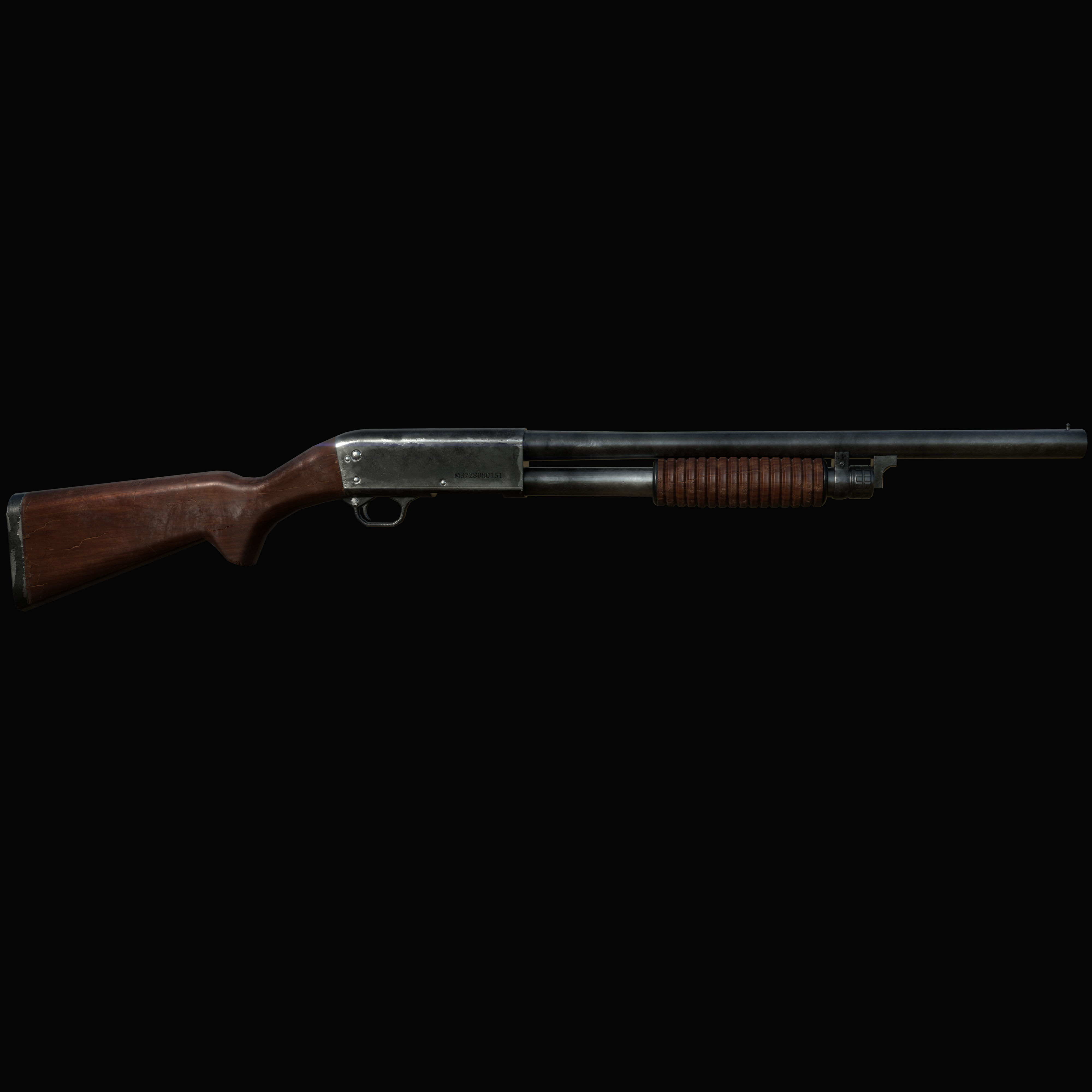 Ithaca 37 Shotgun M37 PBR MODEL UNITY UNREAL ENGINE Low-poly 3D model_1
